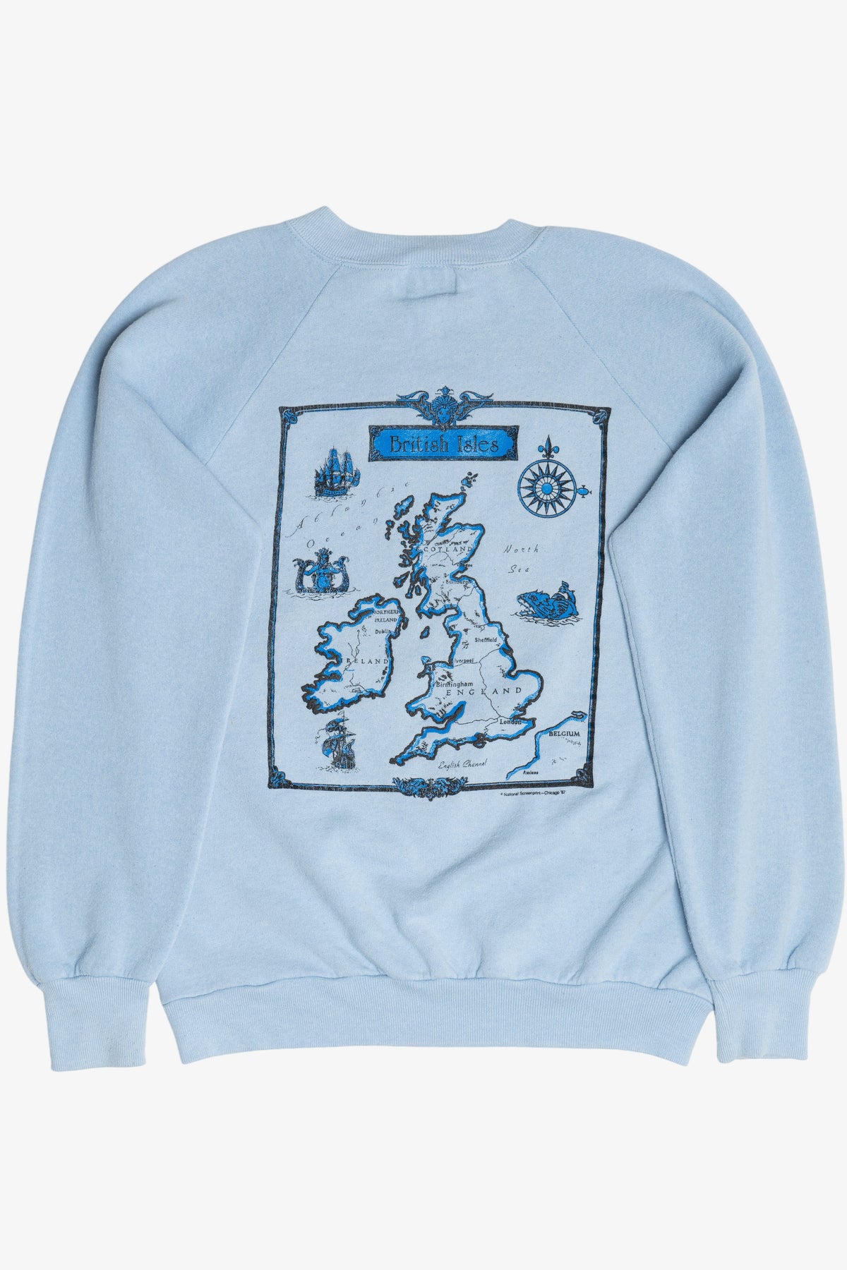 Vintage London "British Isles" Map Raglan Sweatshirt (1990s)