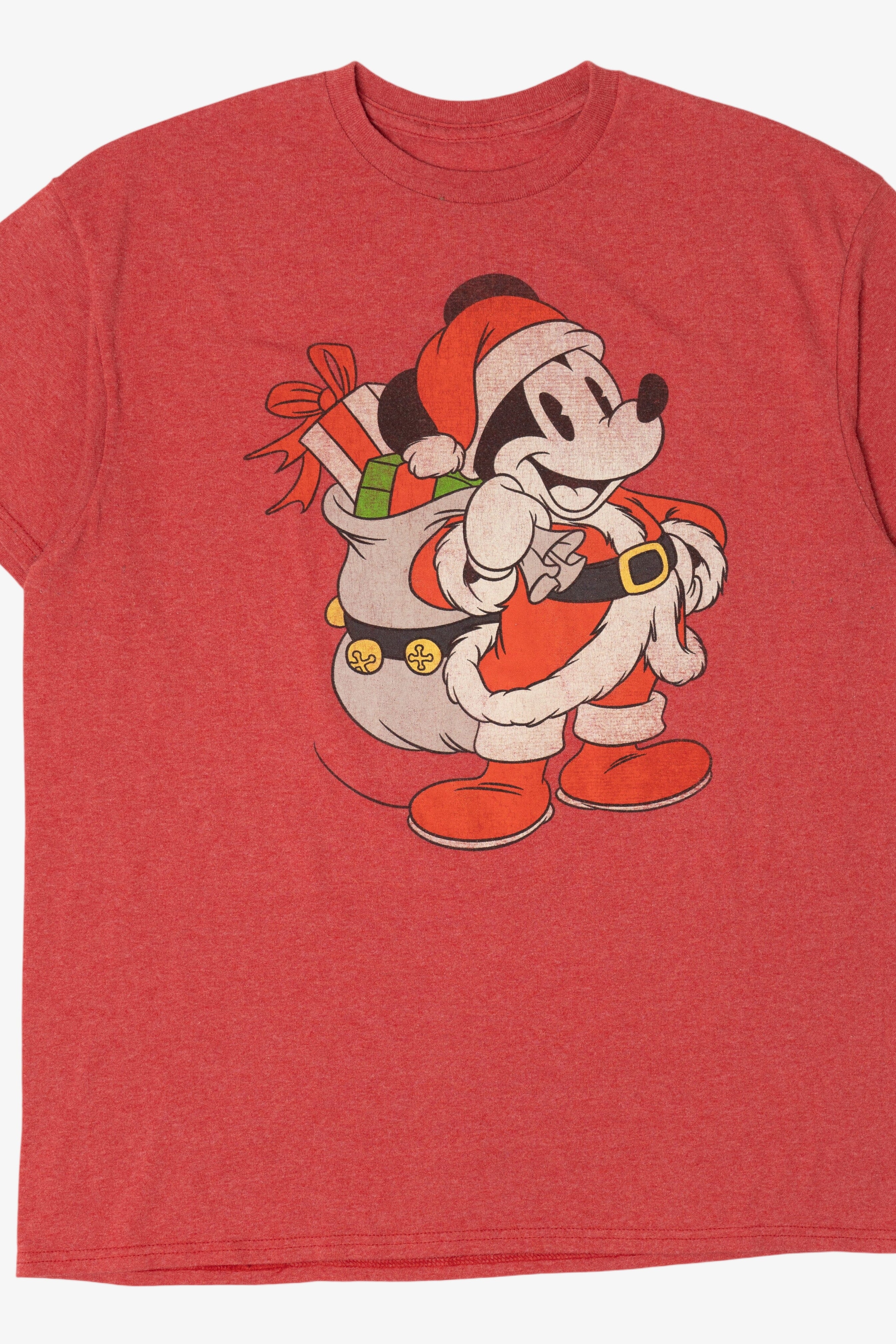 Red Disney Mickey Mouse Santa Claus Christmas T-Shirt