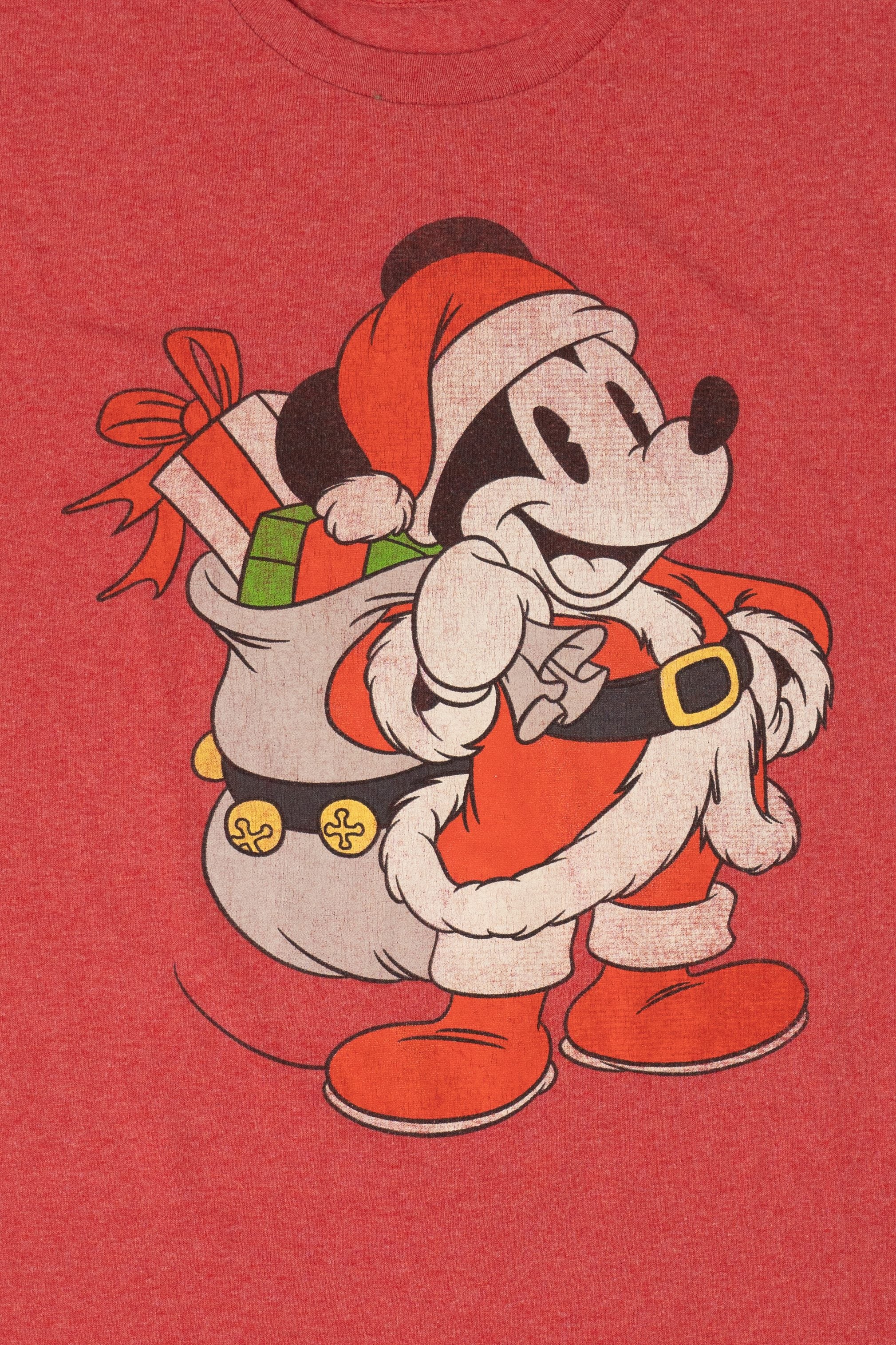 Red Disney Mickey Mouse Santa Claus Christmas T-Shirt