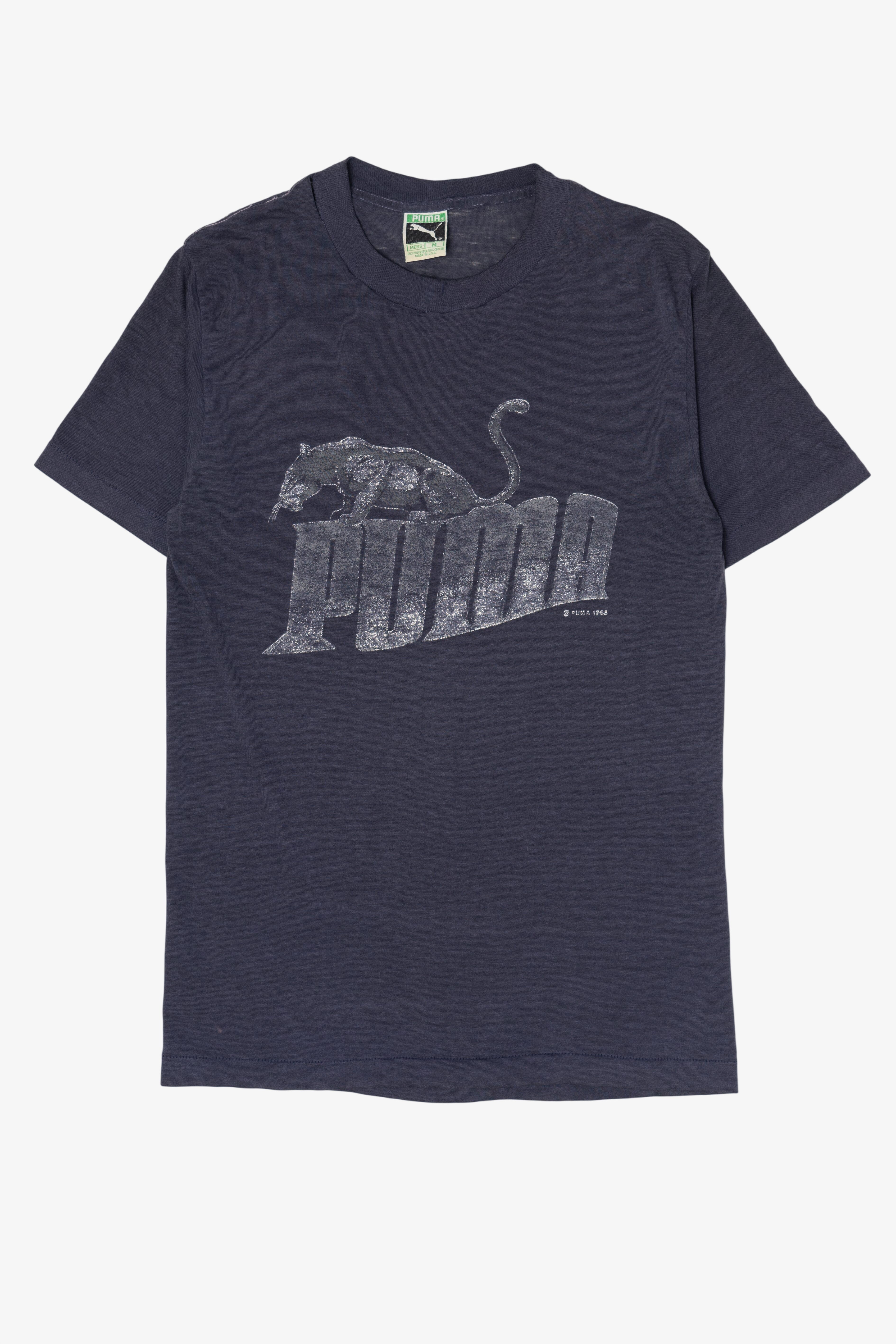 Vintage Distressed Navy Blue Puma T-Shirt (1980s)