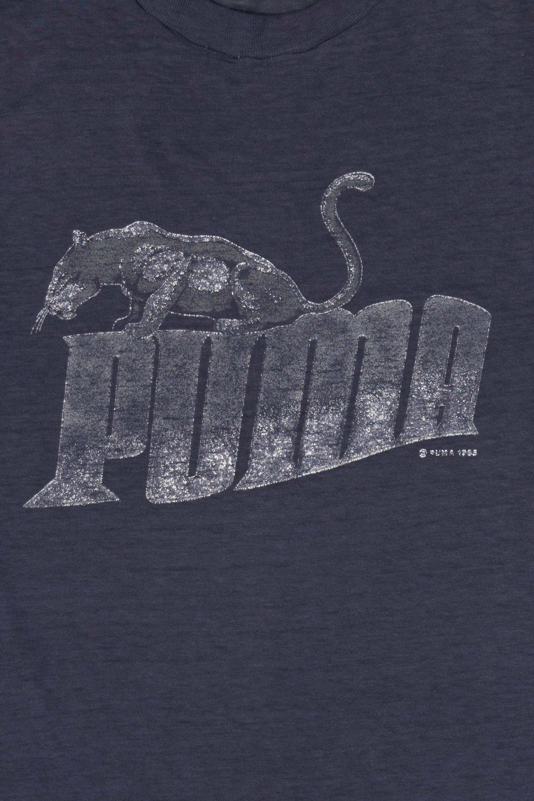 Vintage Distressed Navy Blue Puma T-Shirt (1980s)