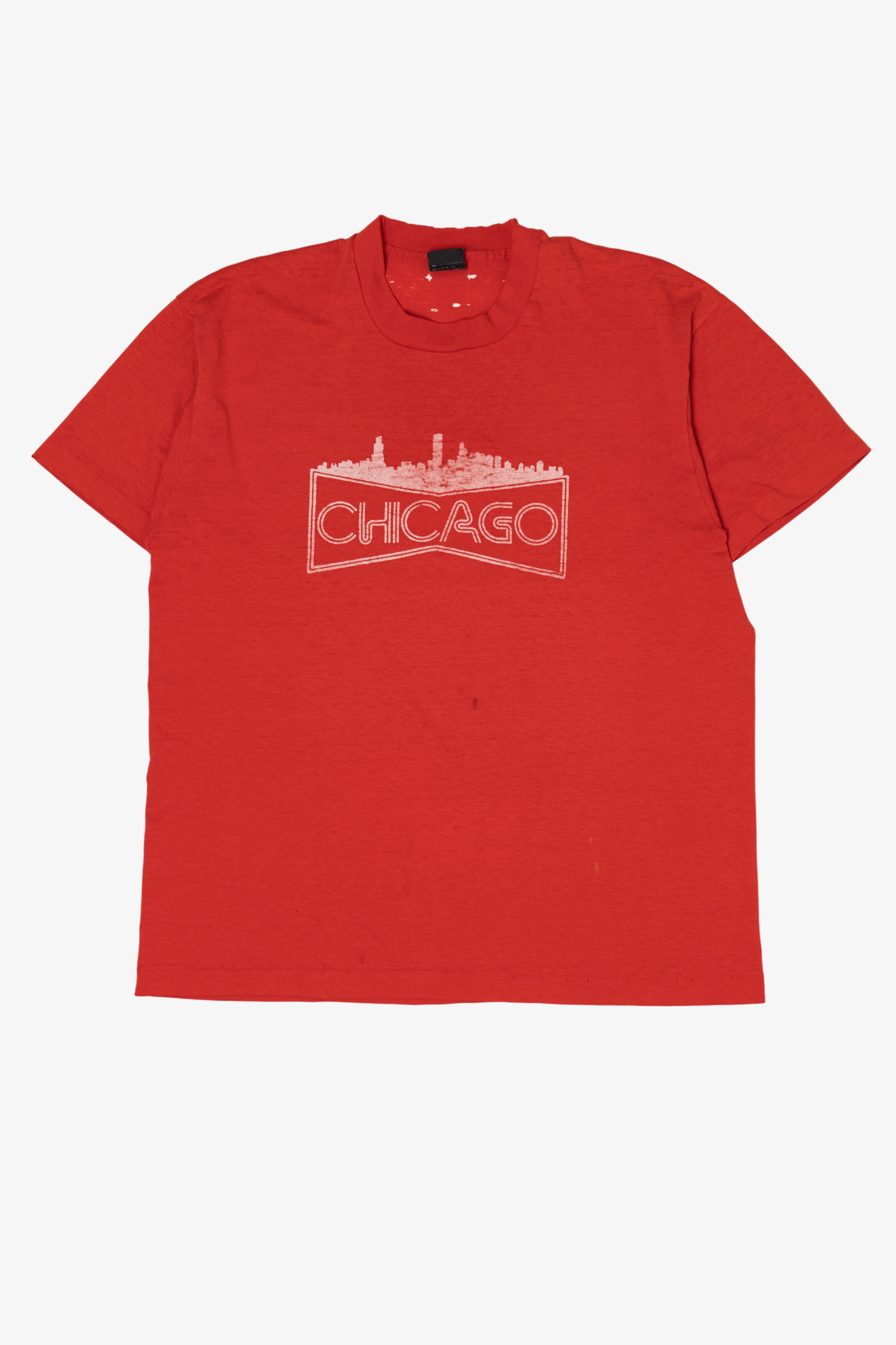 Vintage Distressed "Chicago" Red T-Shirt (1990s)