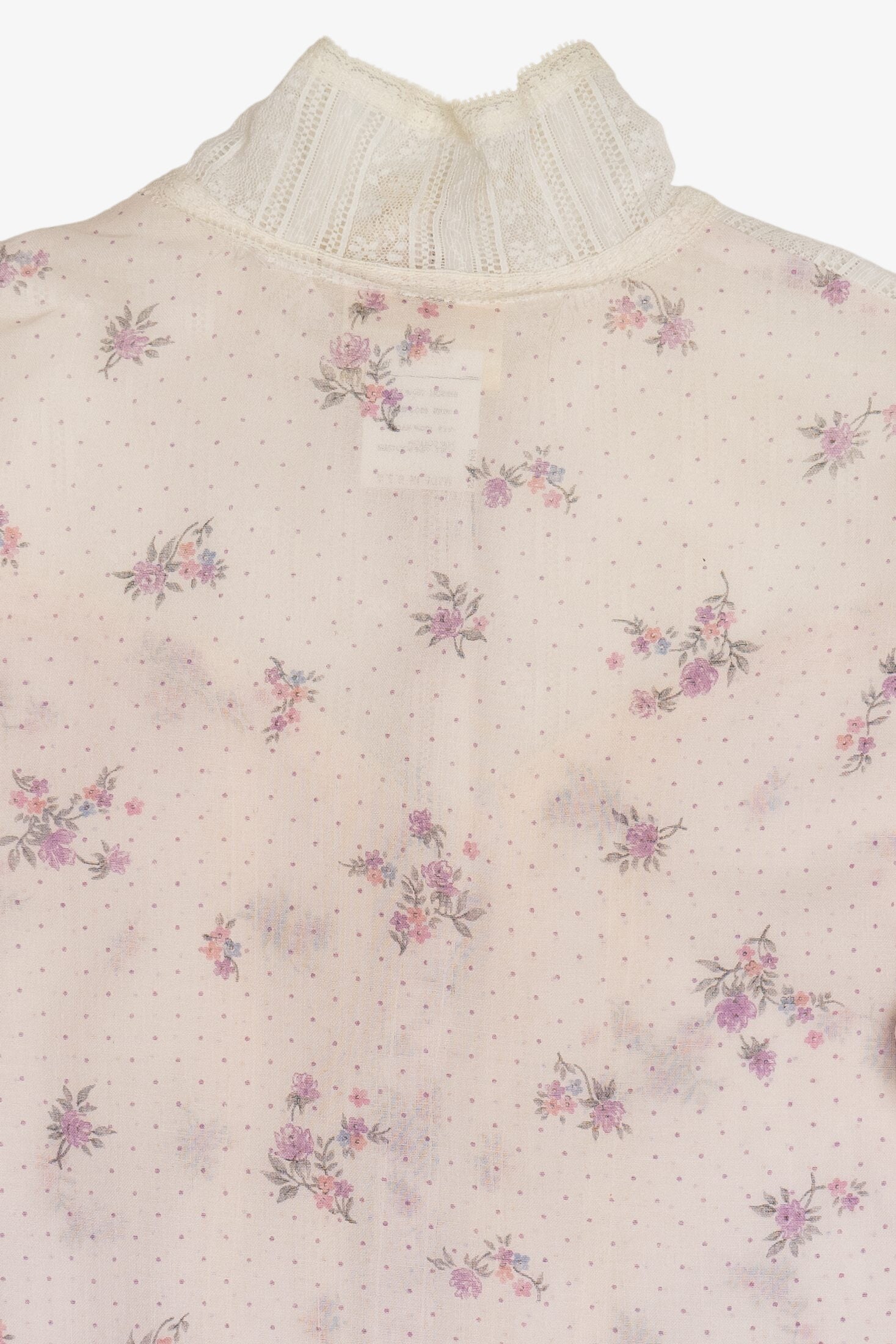 Vintage Gunne Sax 2 Piece Light Lavender Floral Semi Sheer Button Up Top & Skirt Set (1970s)