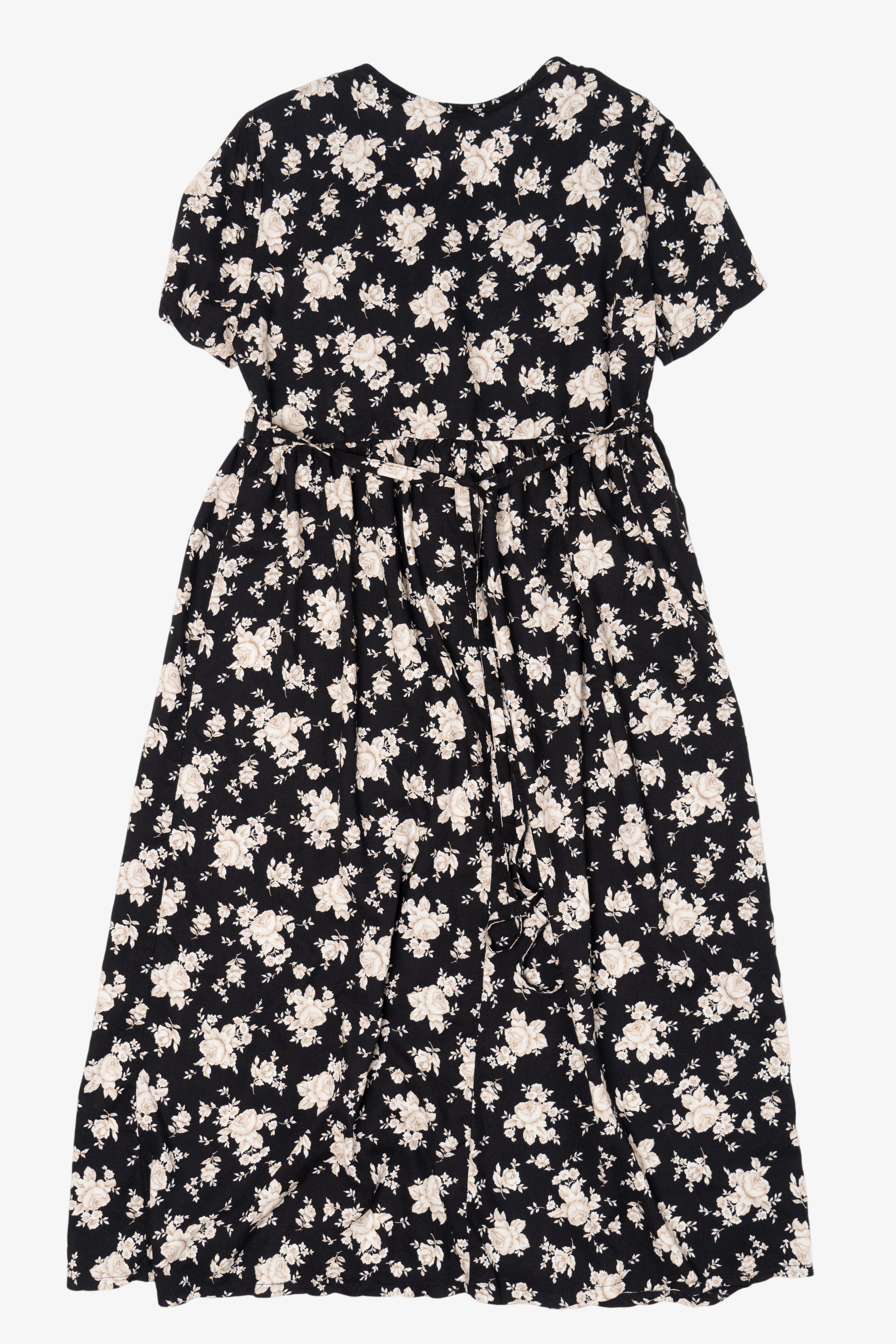 Vintage Black Scarlet Fit Floral Maxi Dress (1990s)