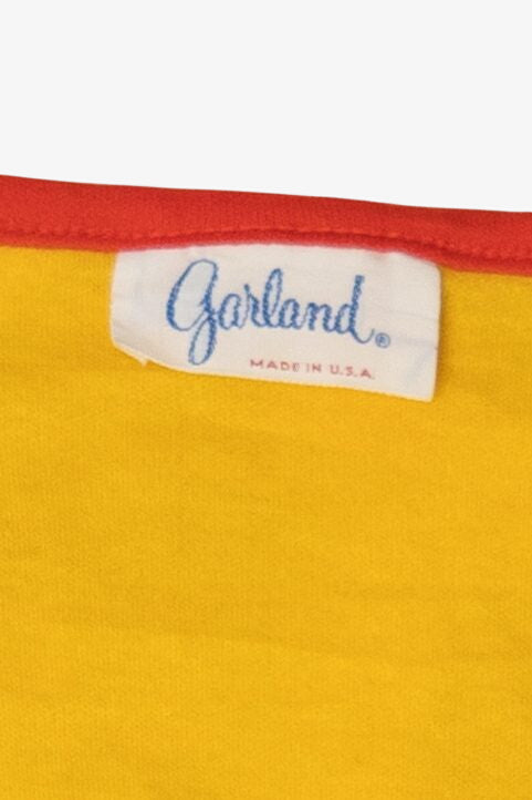 Vintage Yellow Garland V-Neck Faux Wrap Dress (1970s)