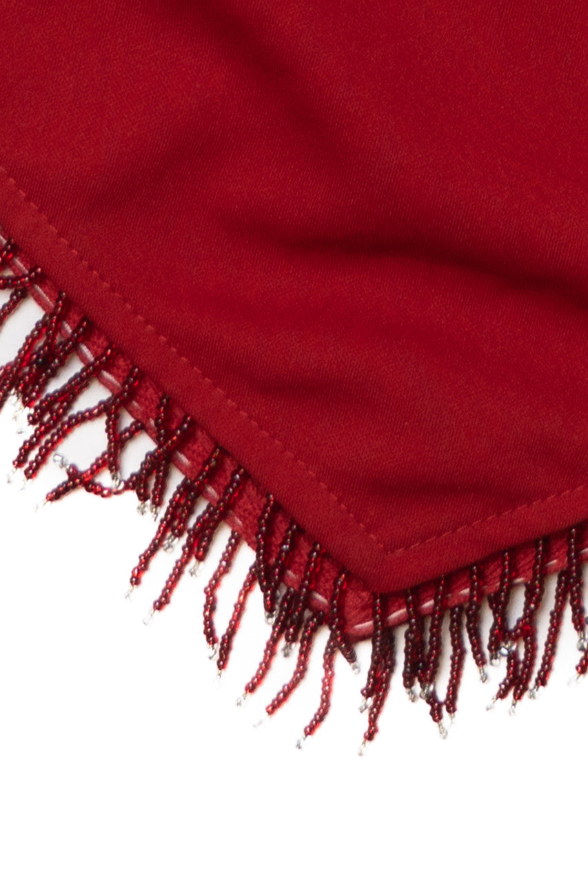 Vintage Beaded Fringe Hem Halter Tie Back Dress