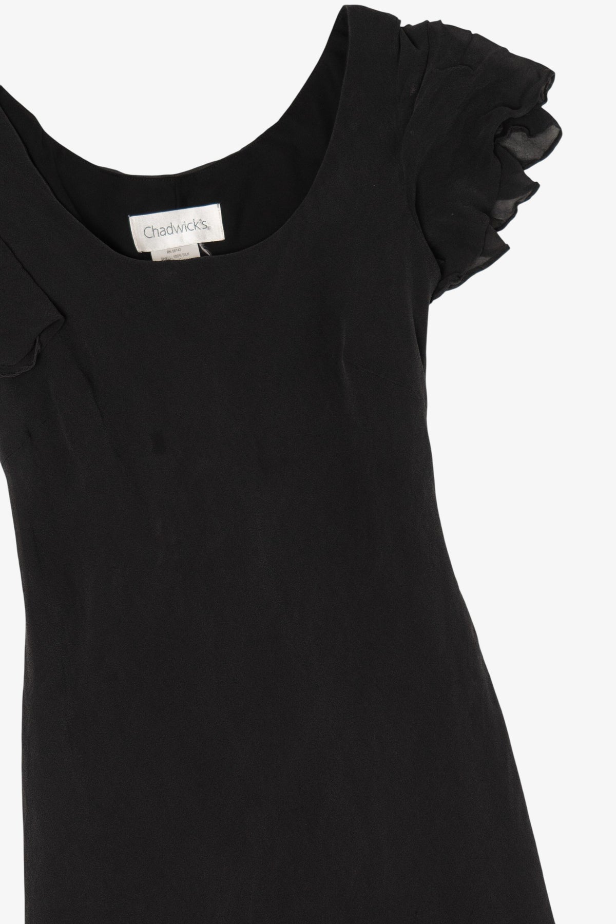Vintage Black Chadwicks Ruffled Hem Midi Dress (1990s)