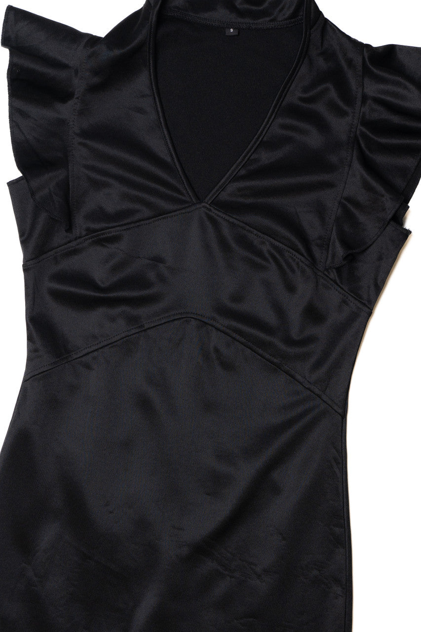 Vintage Ruffle Sleeves Midi Dress