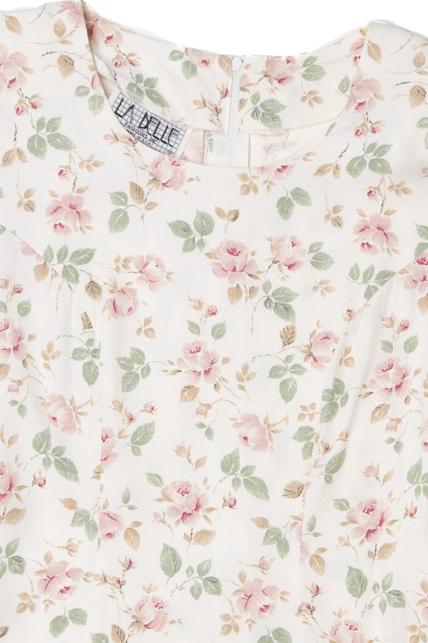 Vintage Ivory Floral La Belle Dress