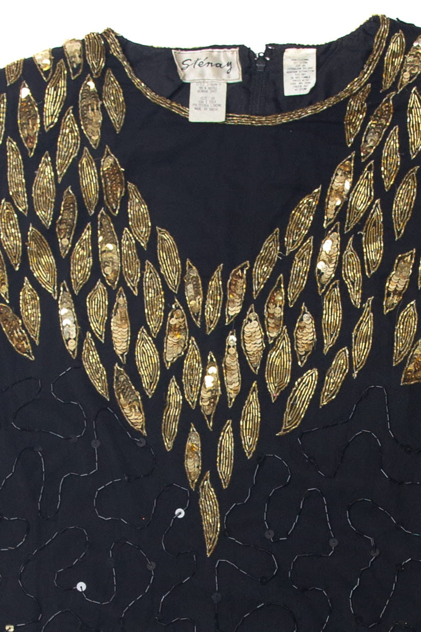 Vintage Black and Gold Sequin Stenay Dress