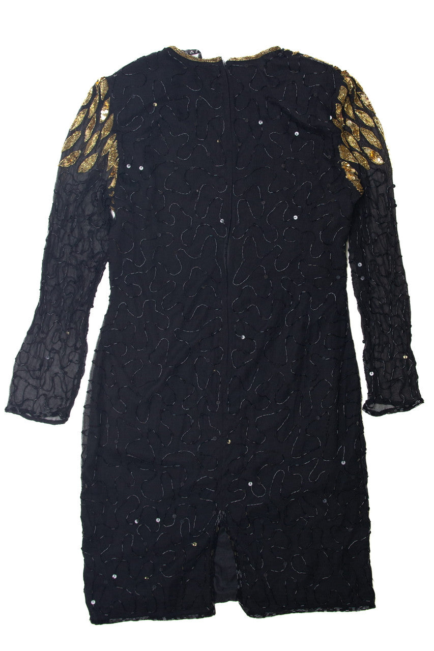 Vintage Black and Gold Sequin Stenay Dress