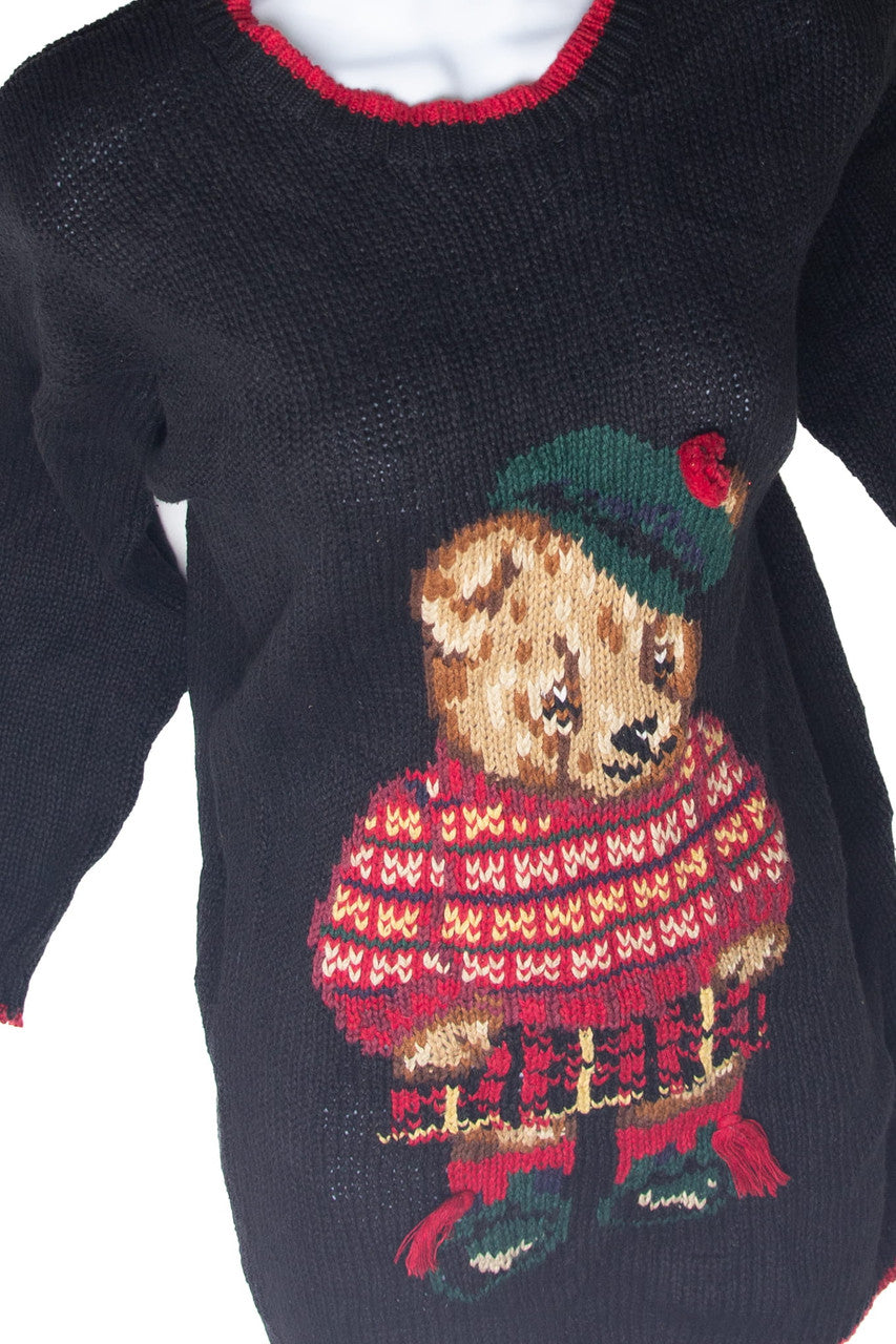 Vintage Bear With Kilt Sweater Dress