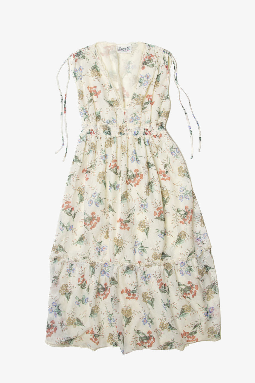 Vintage Act 1 Sleeveless Floral Pattern Dress