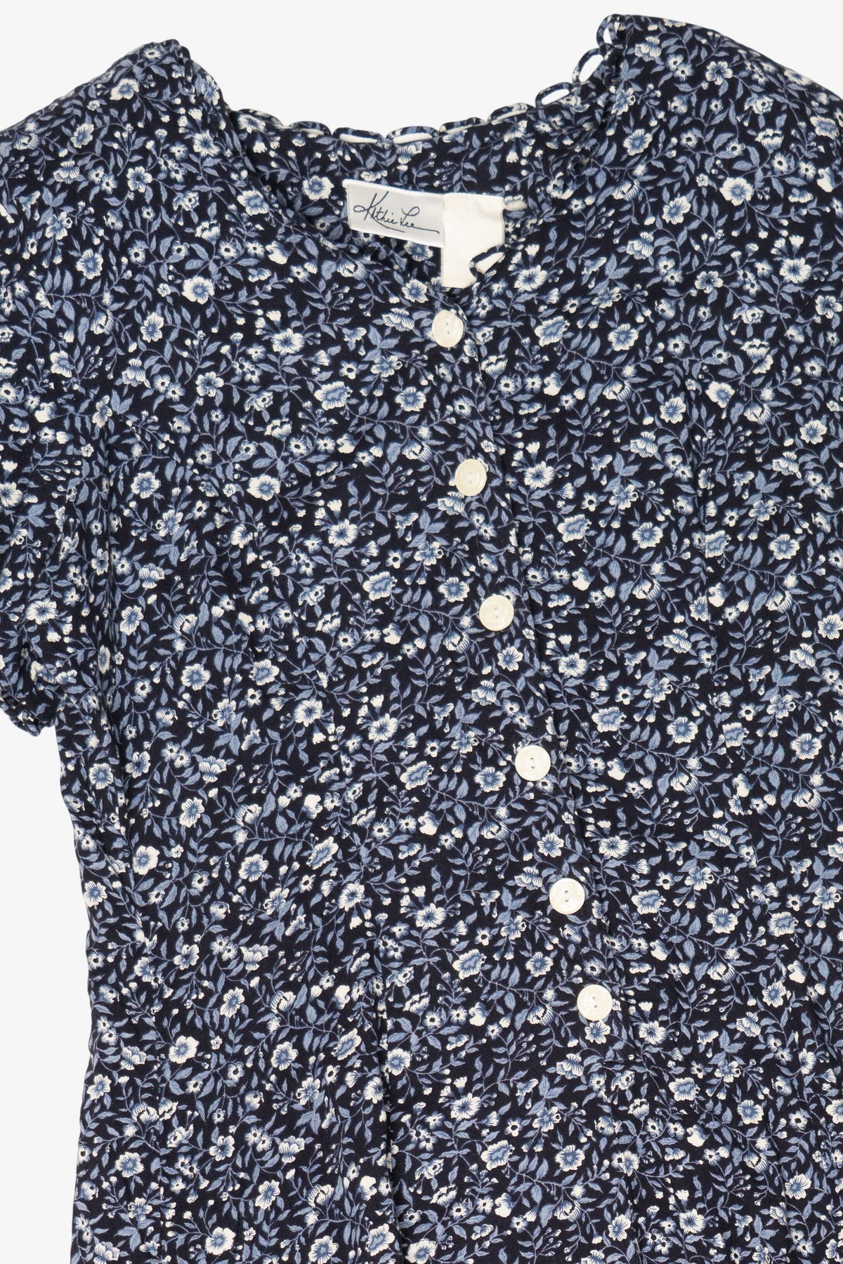 Vintage Navy Blue Kathie Lee Floral Dress (1990s)