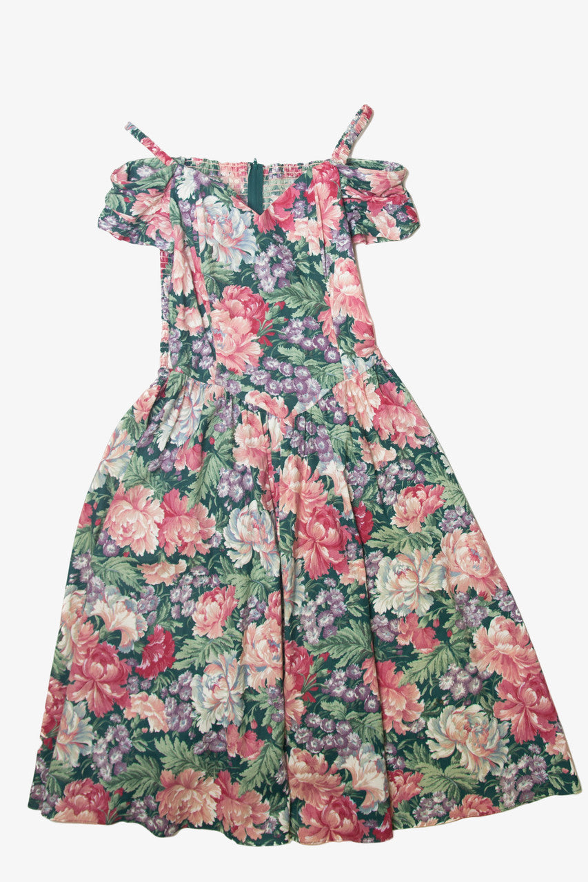 Vintage Floral Shoulder Strap Dress