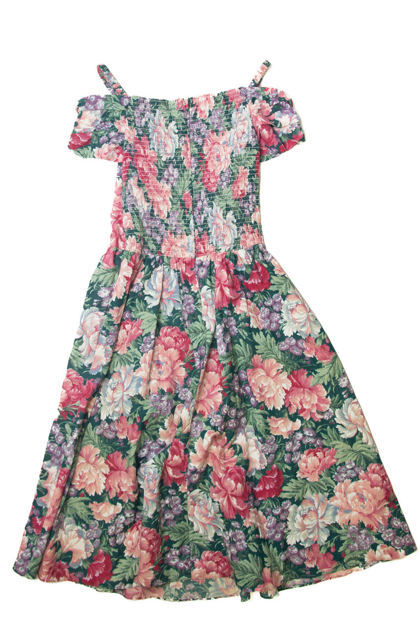 Vintage Floral Shoulder Strap Dress
