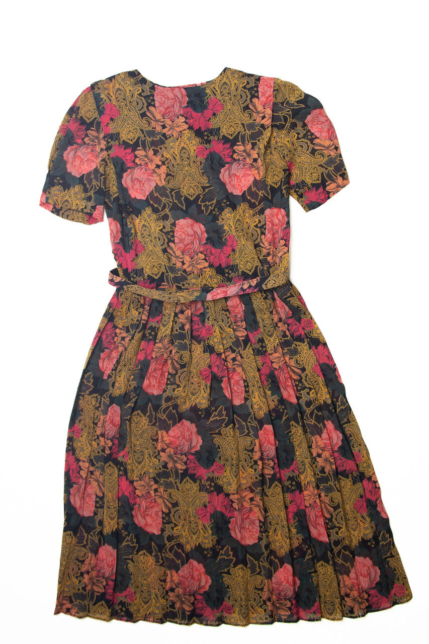 Vintage Sweet Miranda Matching Belt Floral Dress (1980s)