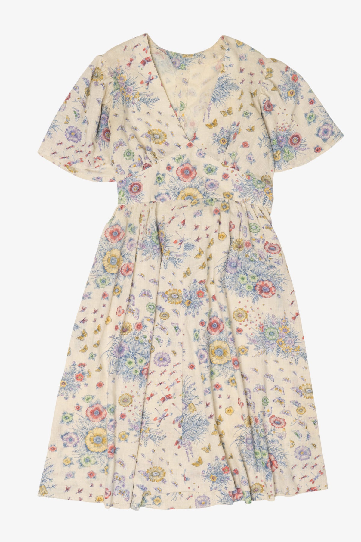 Vintage Spring V-Neck A Line Floral Dress (1990s)