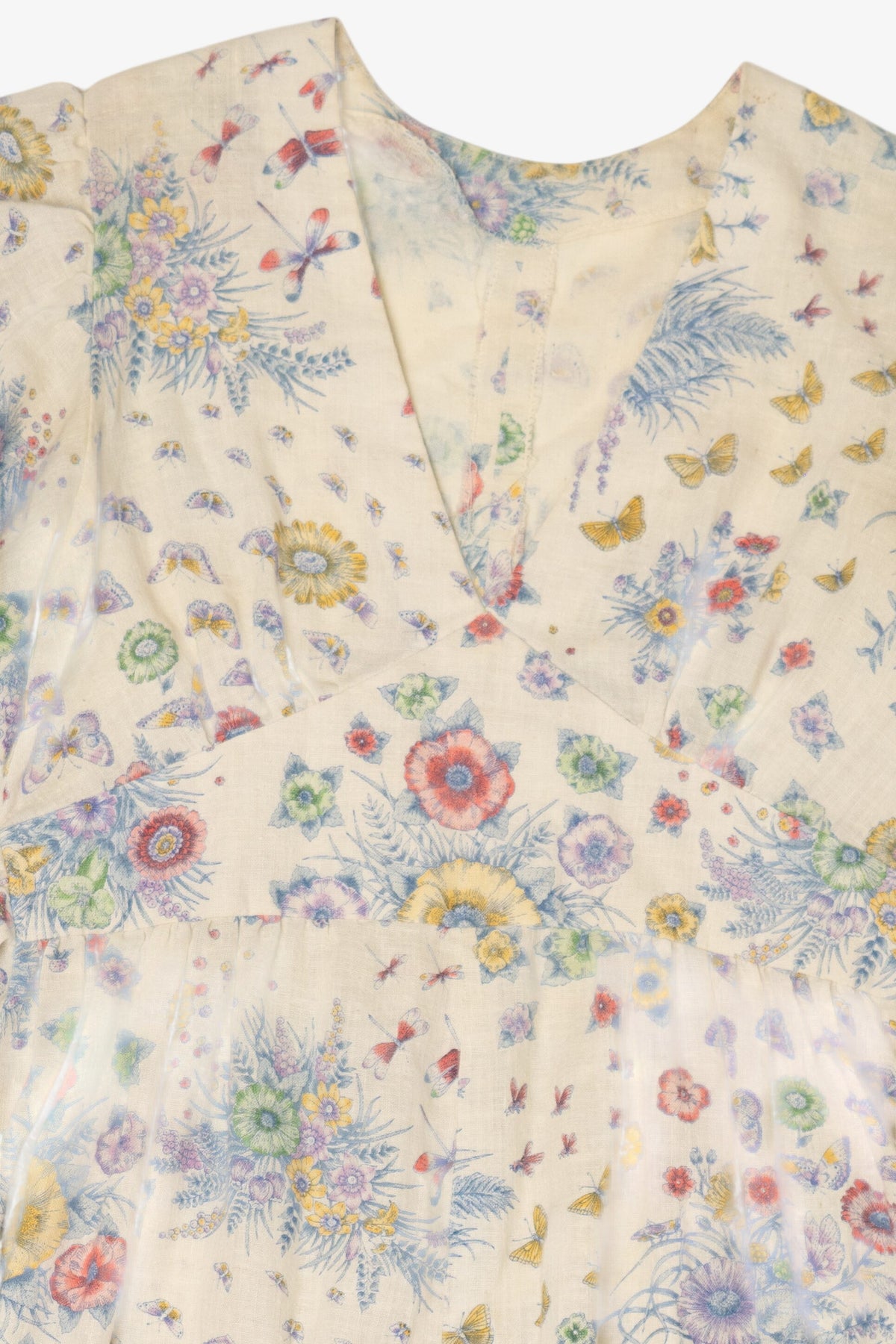 Vintage Spring V-Neck A Line Floral Dress (1990s)