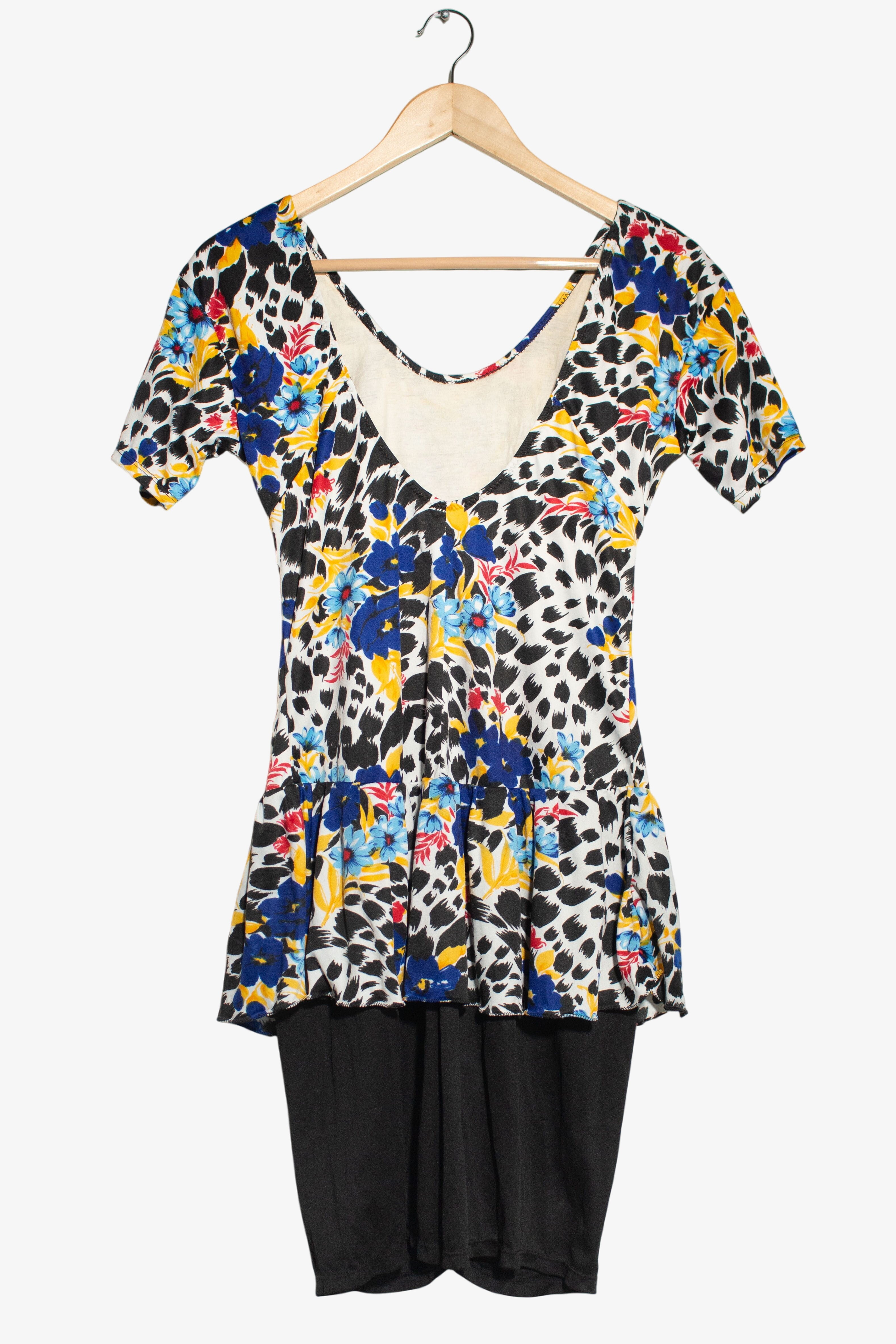 Vintage Multicolor Leopard Print Swim Dress (1980s)