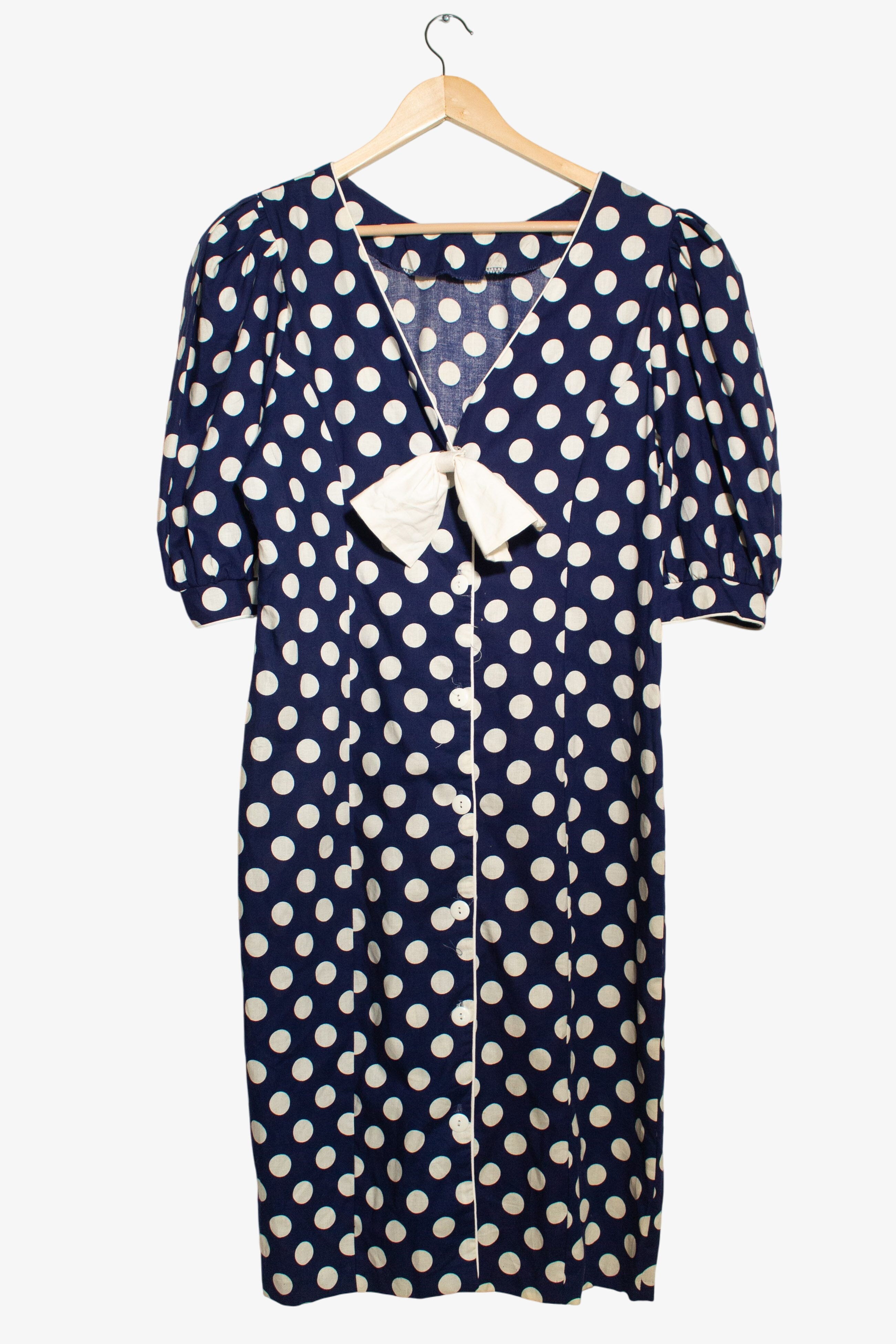 Vintage Polka Dot Button Up Dress (1970s)