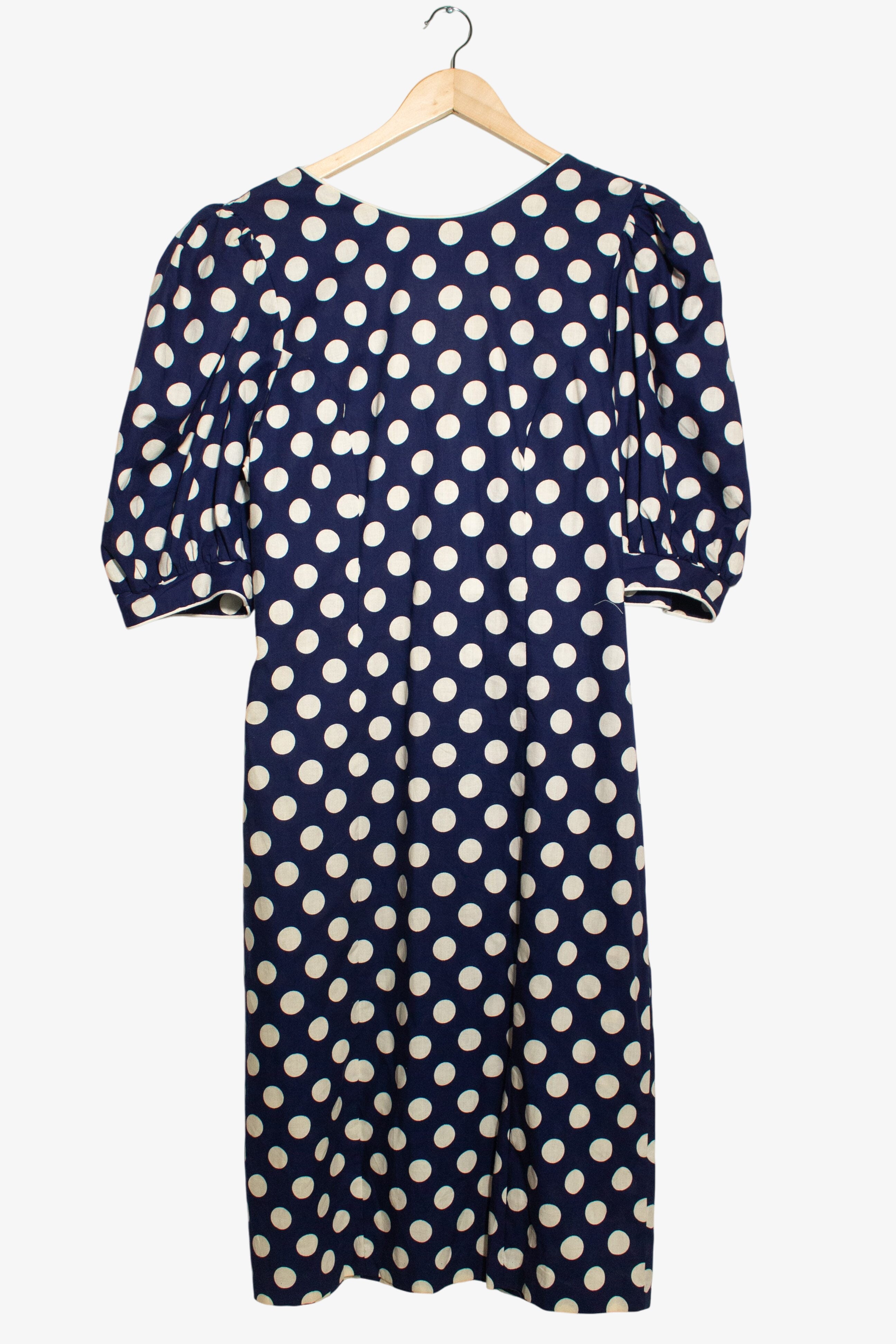 Vintage Polka Dot Button Up Dress (1970s)