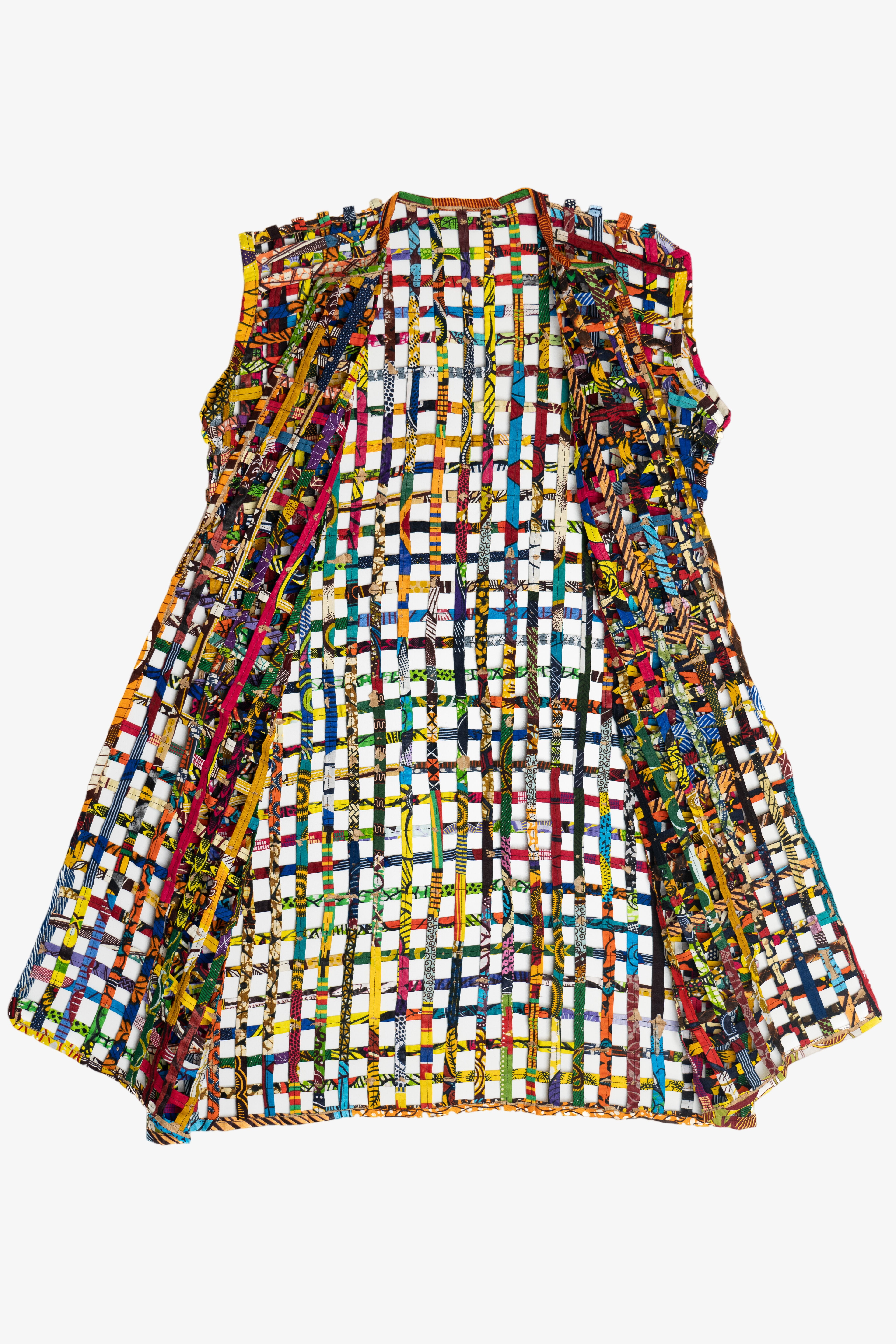 Vintage Open Weave Fiber Art Long Vest (2000s)