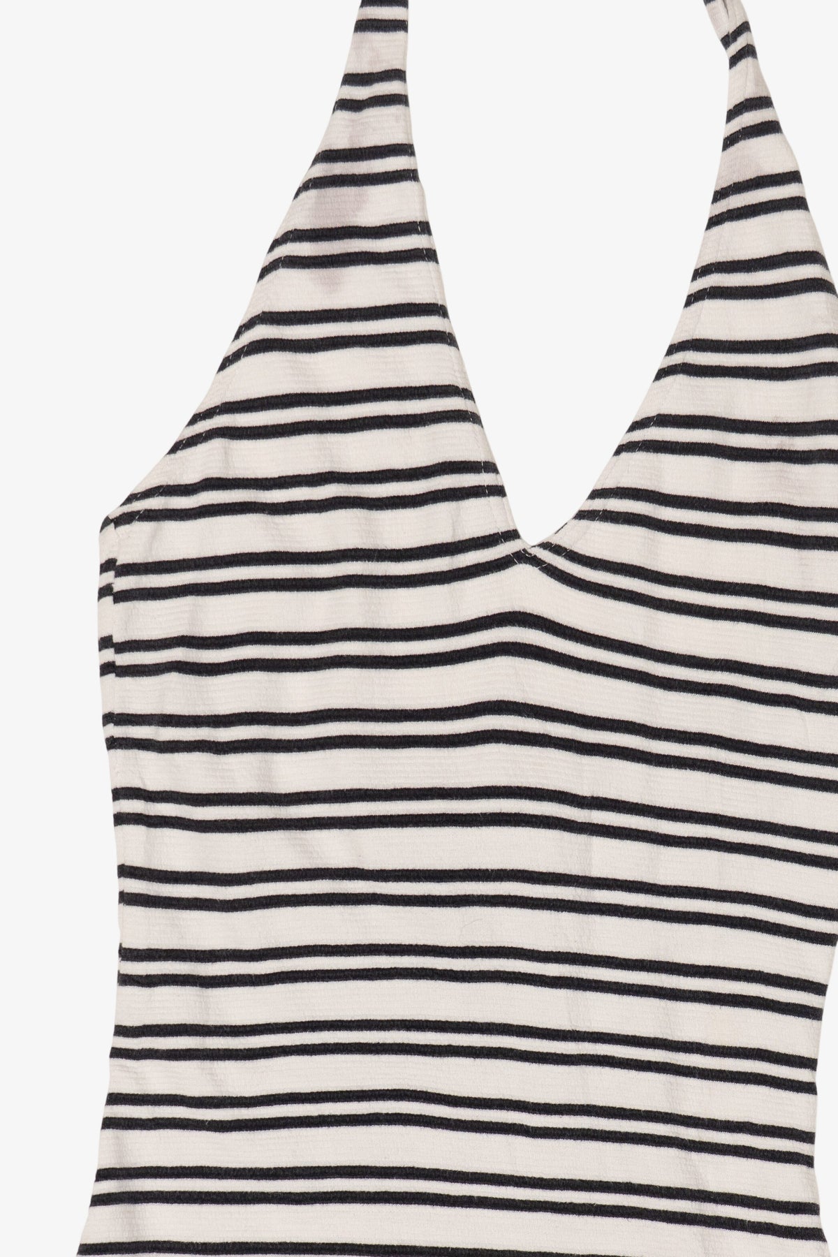 Vintage Nouveau Black And White Striped Halter Dress (1990s)