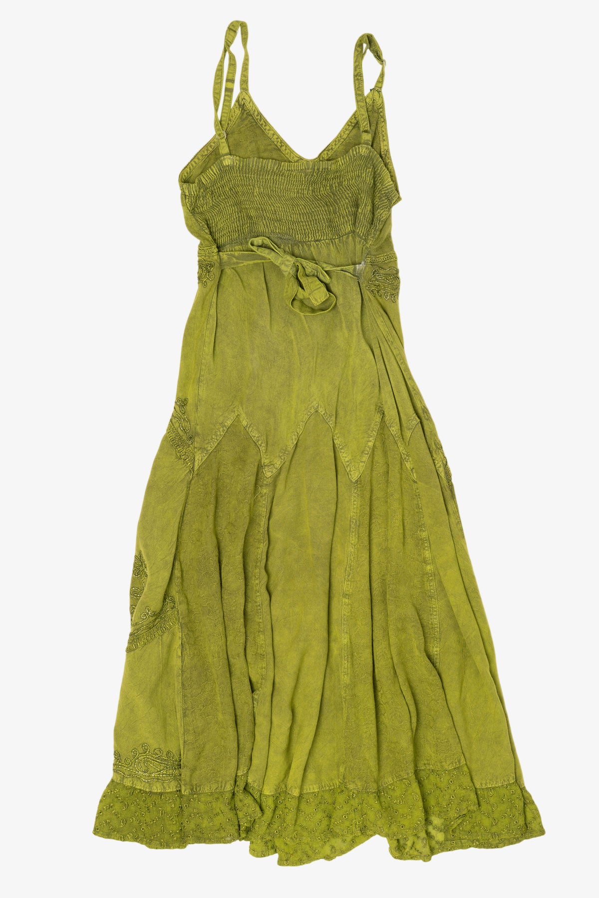 Green Sakkas Bohemian Tiered Embroidered Maxi Dress (2010s)