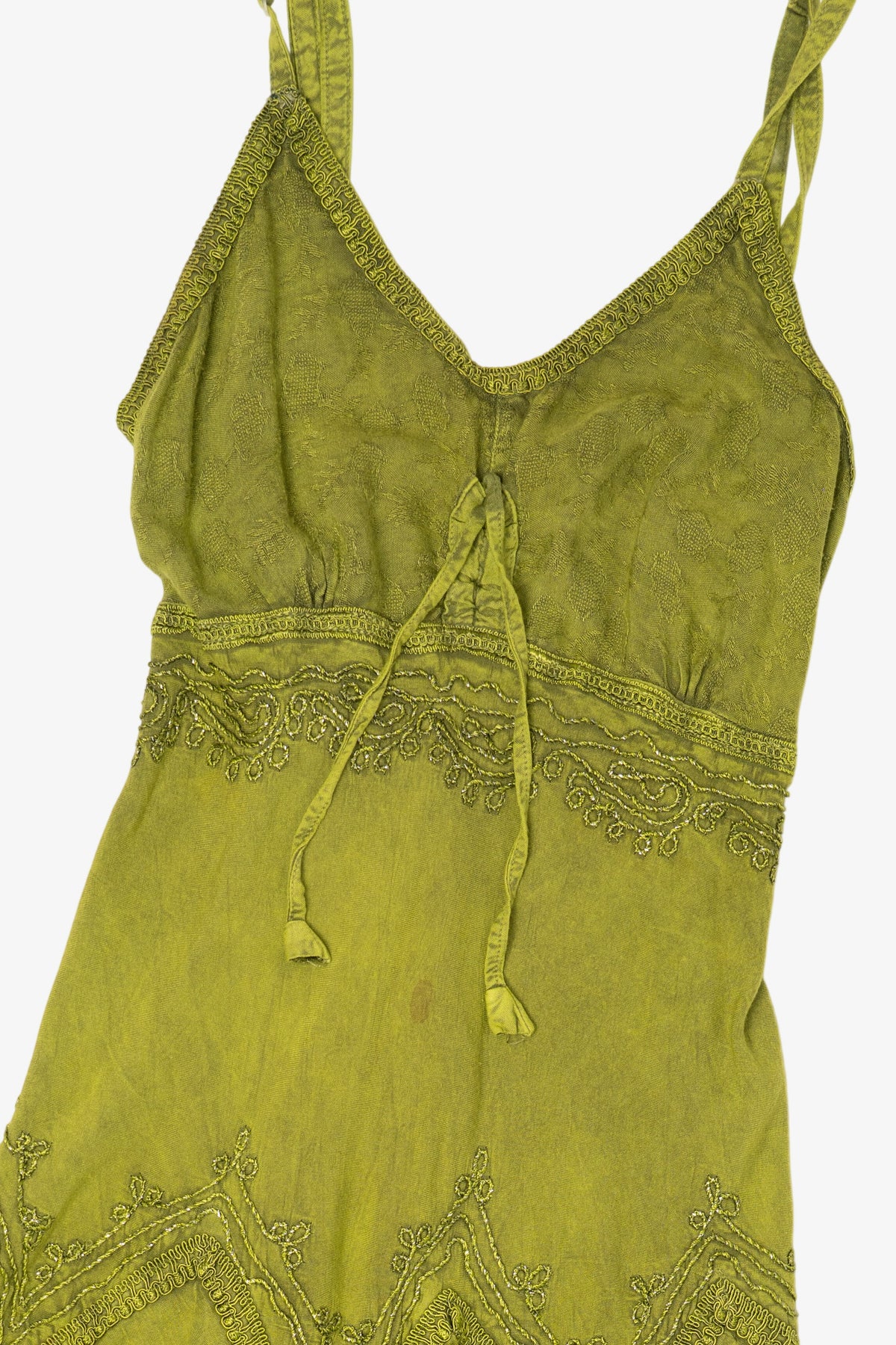 Green Sakkas Bohemian Tiered Embroidered Maxi Dress (2010s)