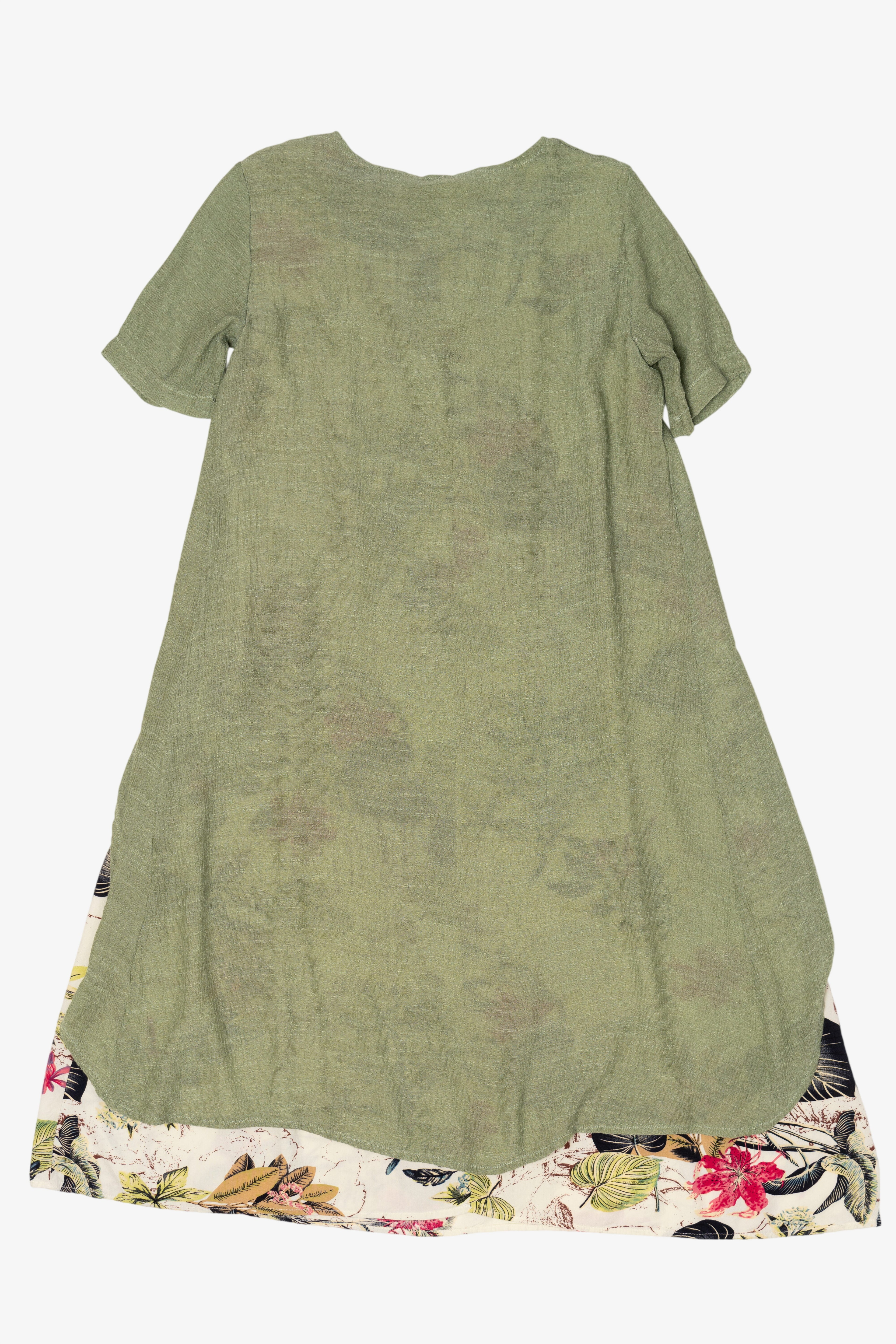 Vintage White Floral And Green Cardigan Dress (1990s)