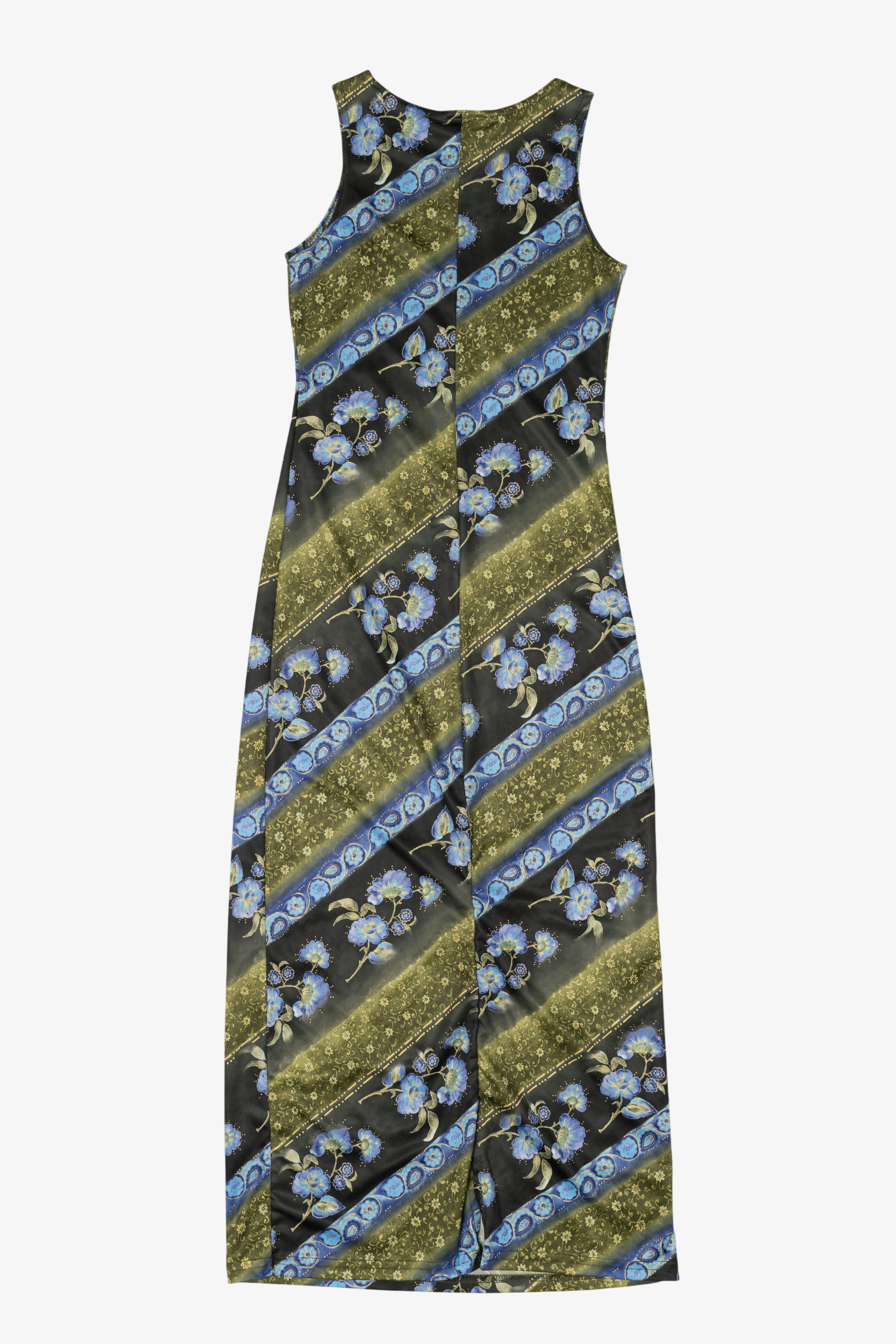 Vintage Green And Blue Filati Floral Maxi Dress (1990s)