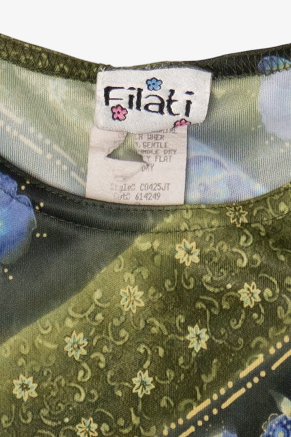 Vintage Green And Blue Filati Floral Maxi Dress (1990s)