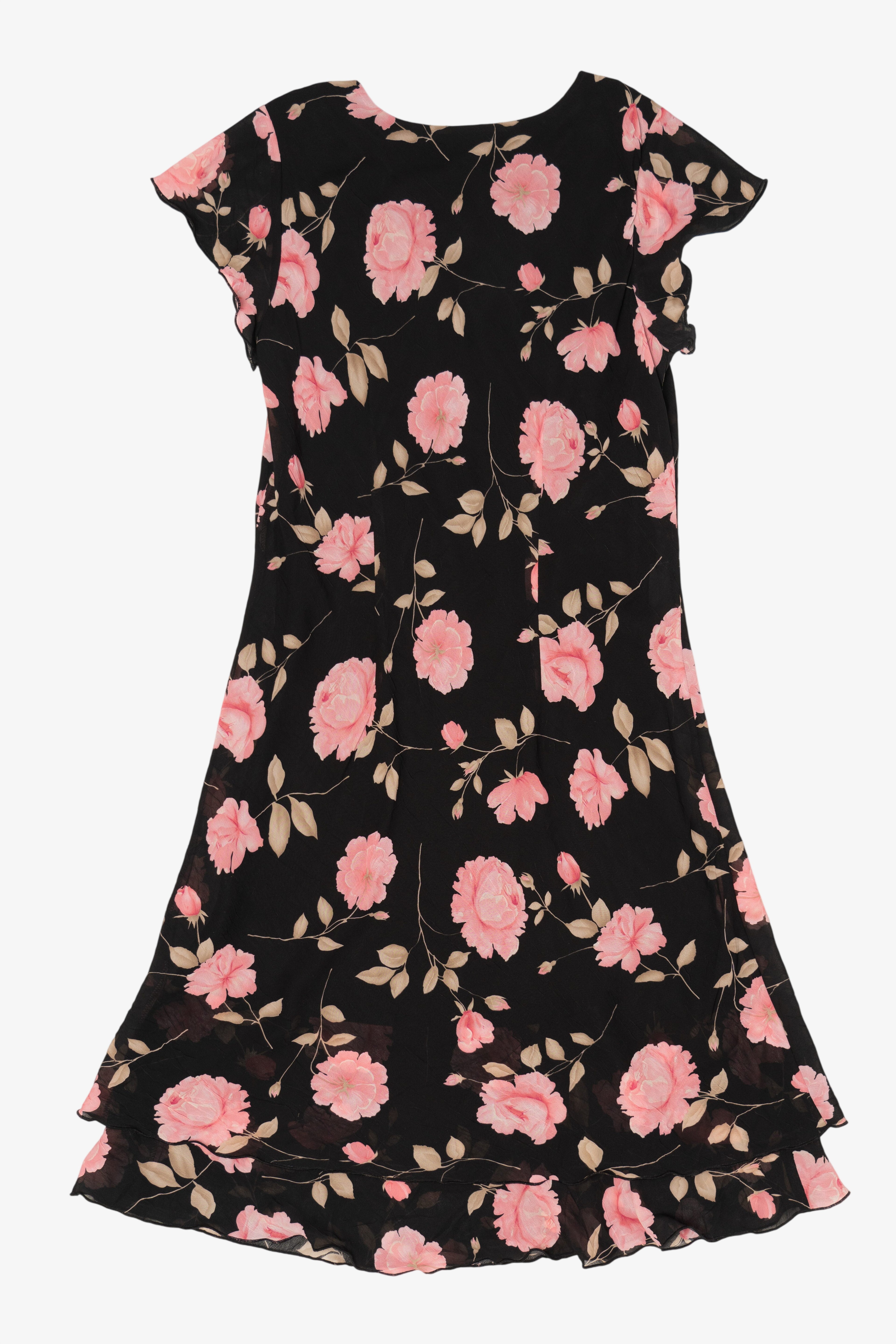 Vintage Black Jolibel Floral Dress (1990s)