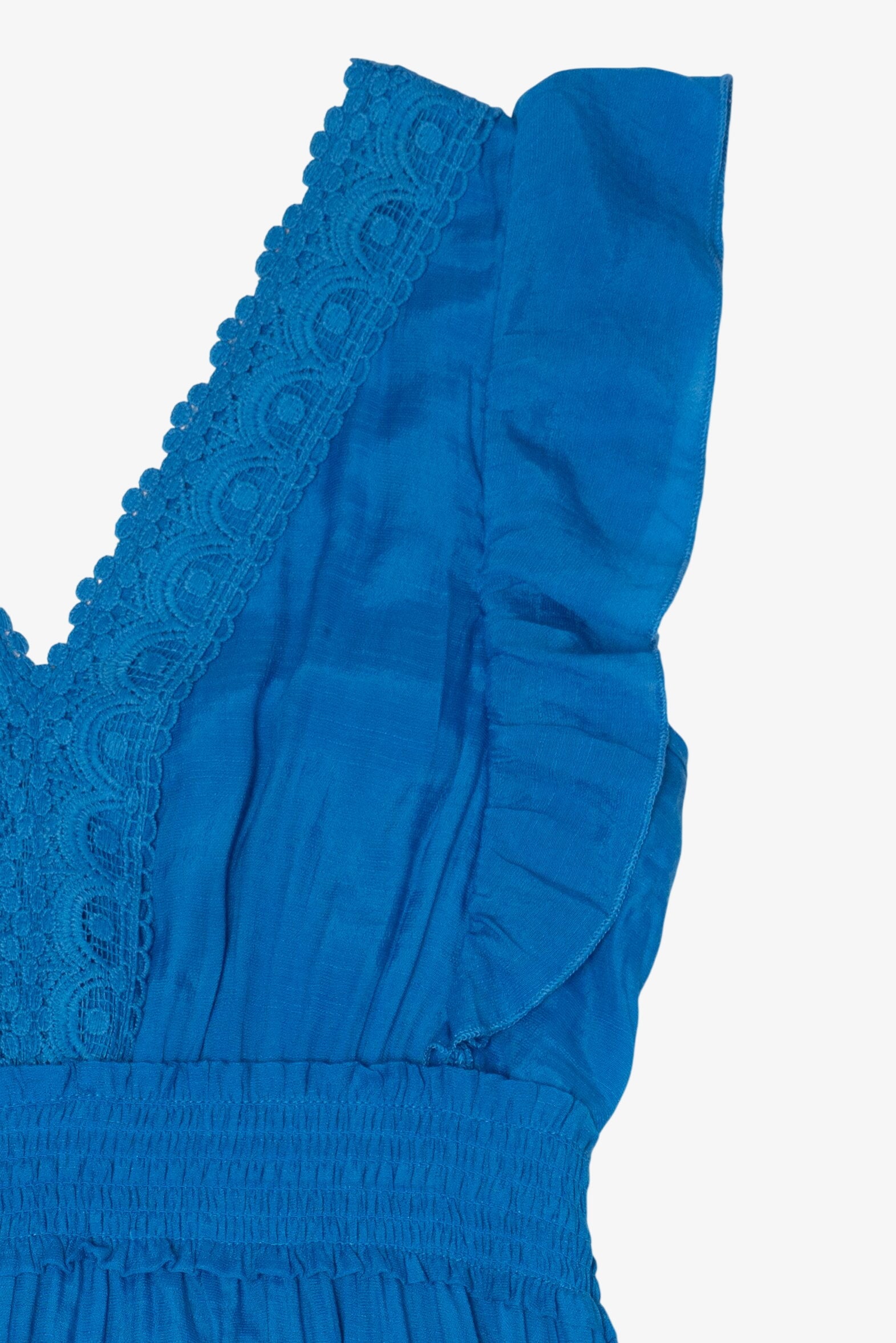 Vintage Blue Kings Road Ruffle Lace Maxi Dress (1990s)