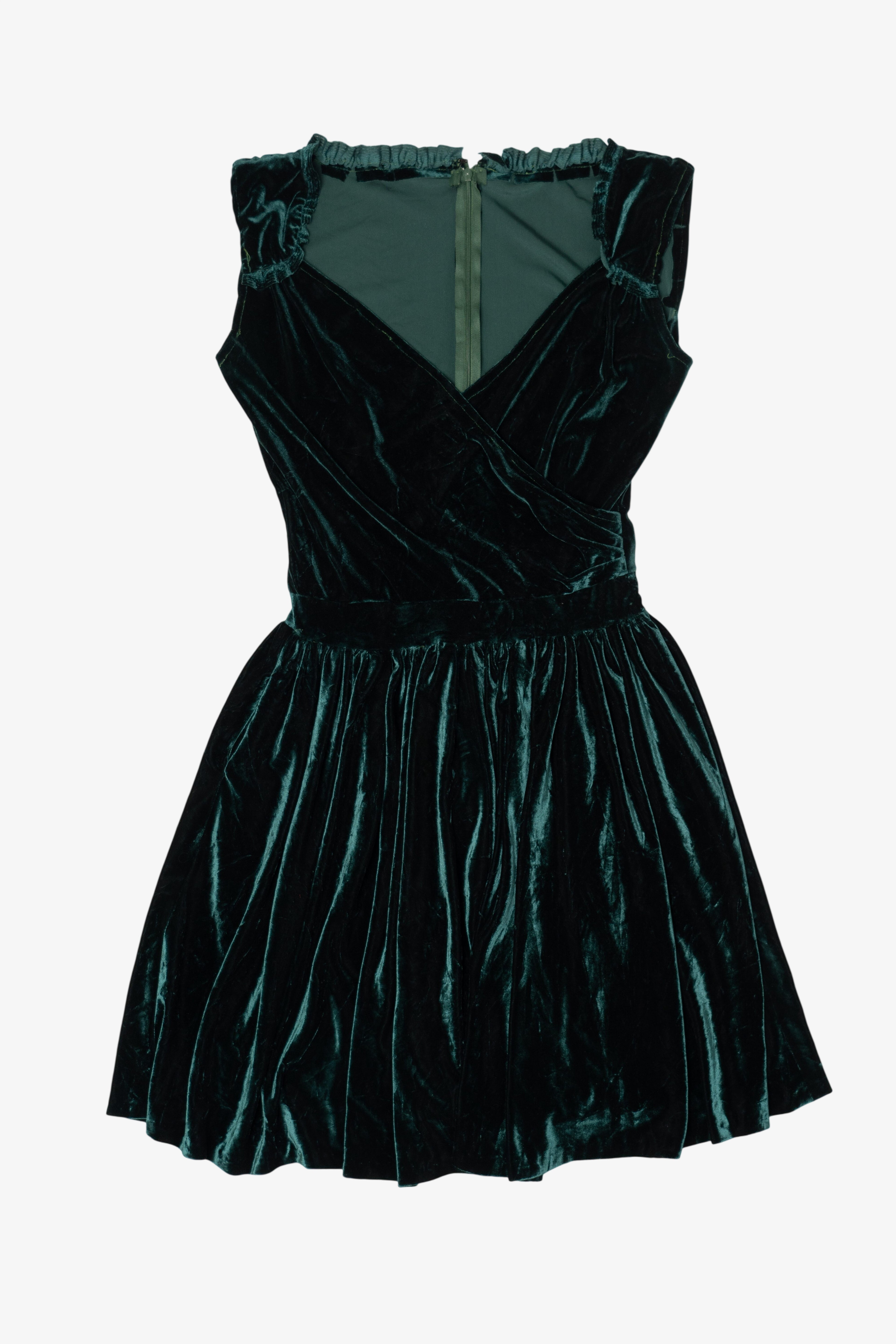 Vintage Dark Green Velvet Mini Dress (1990s)
