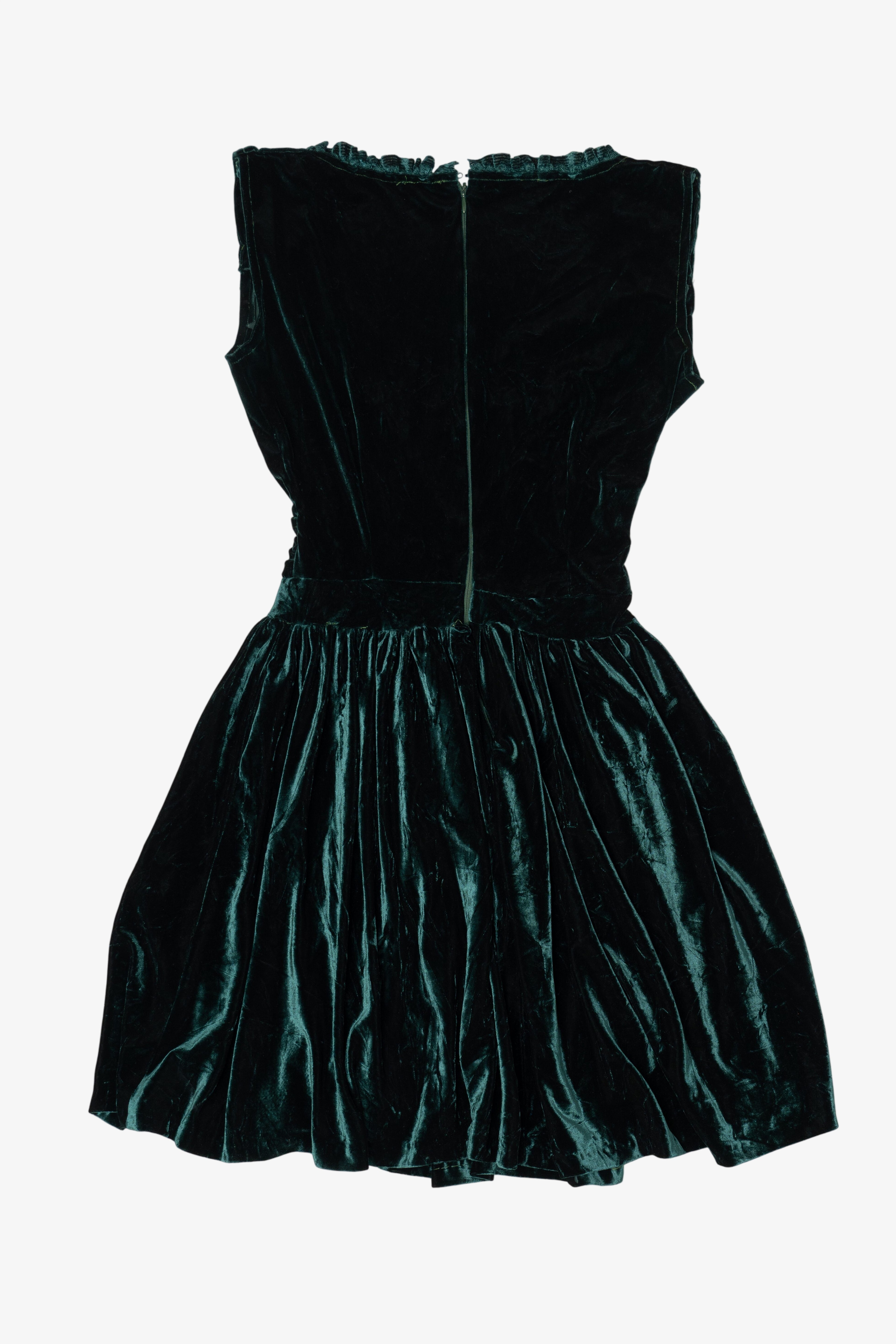 Vintage Dark Green Velvet Mini Dress (1990s)