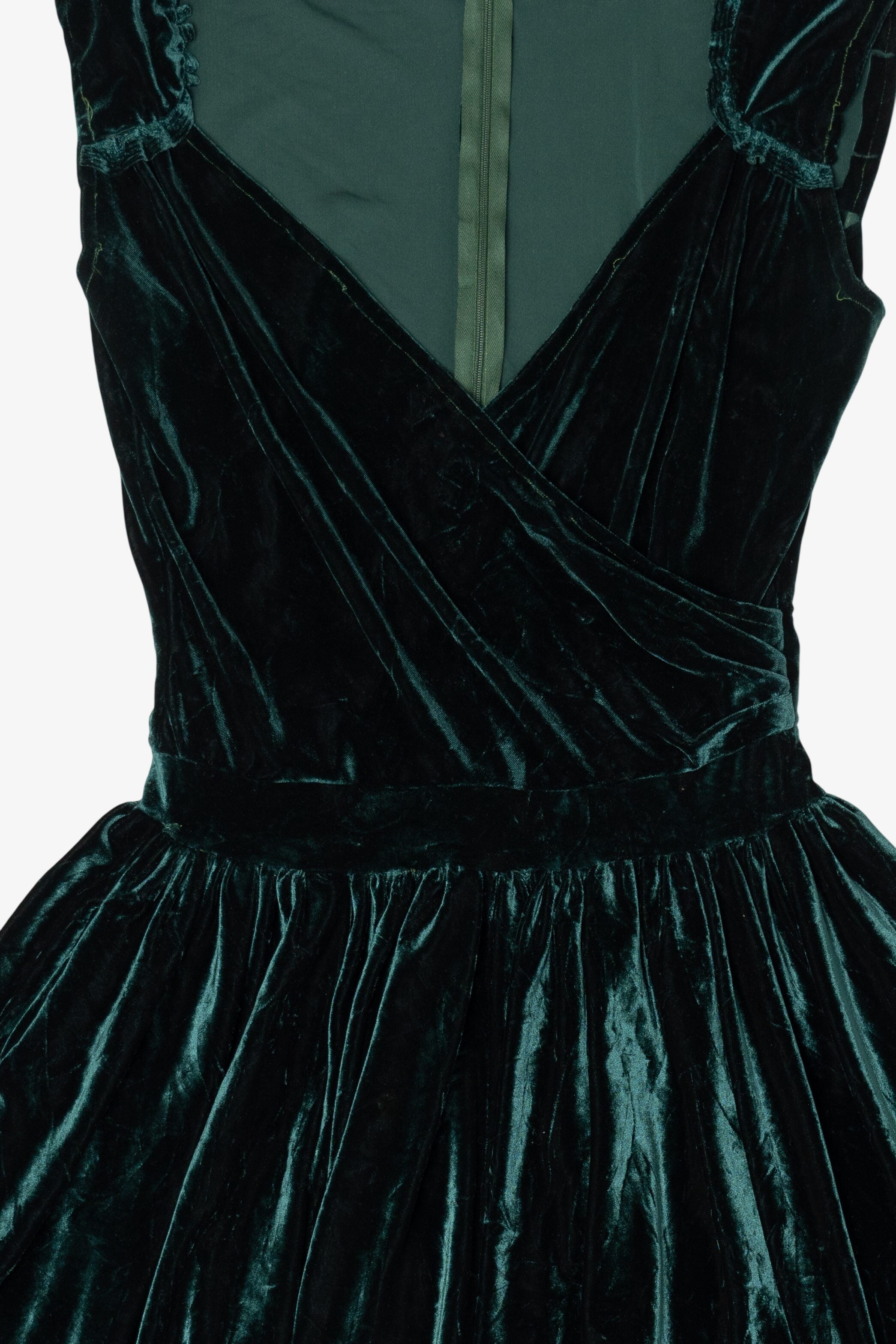 Vintage Dark Green Velvet Mini Dress (1990s)