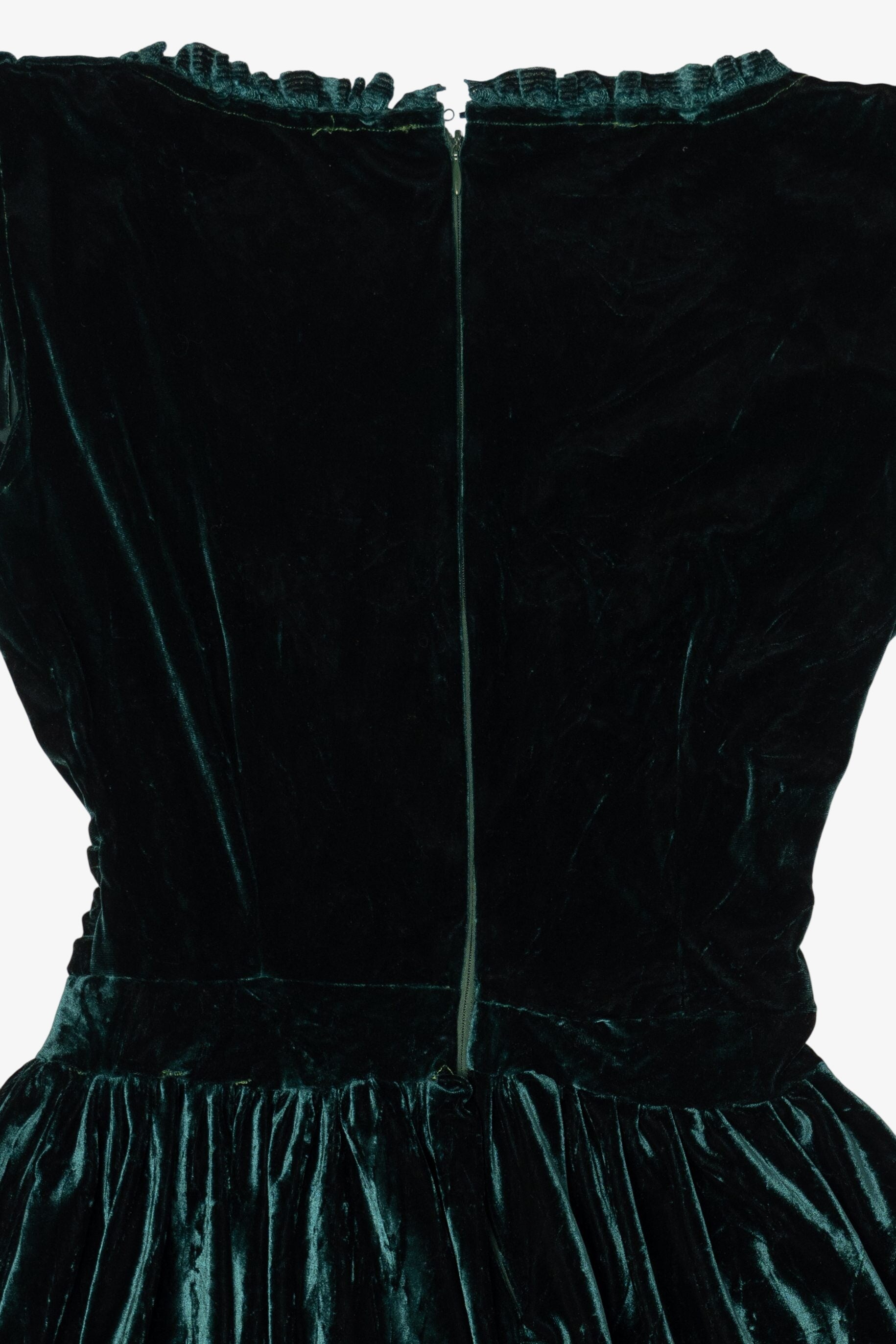 Vintage Dark Green Velvet Mini Dress (1990s)