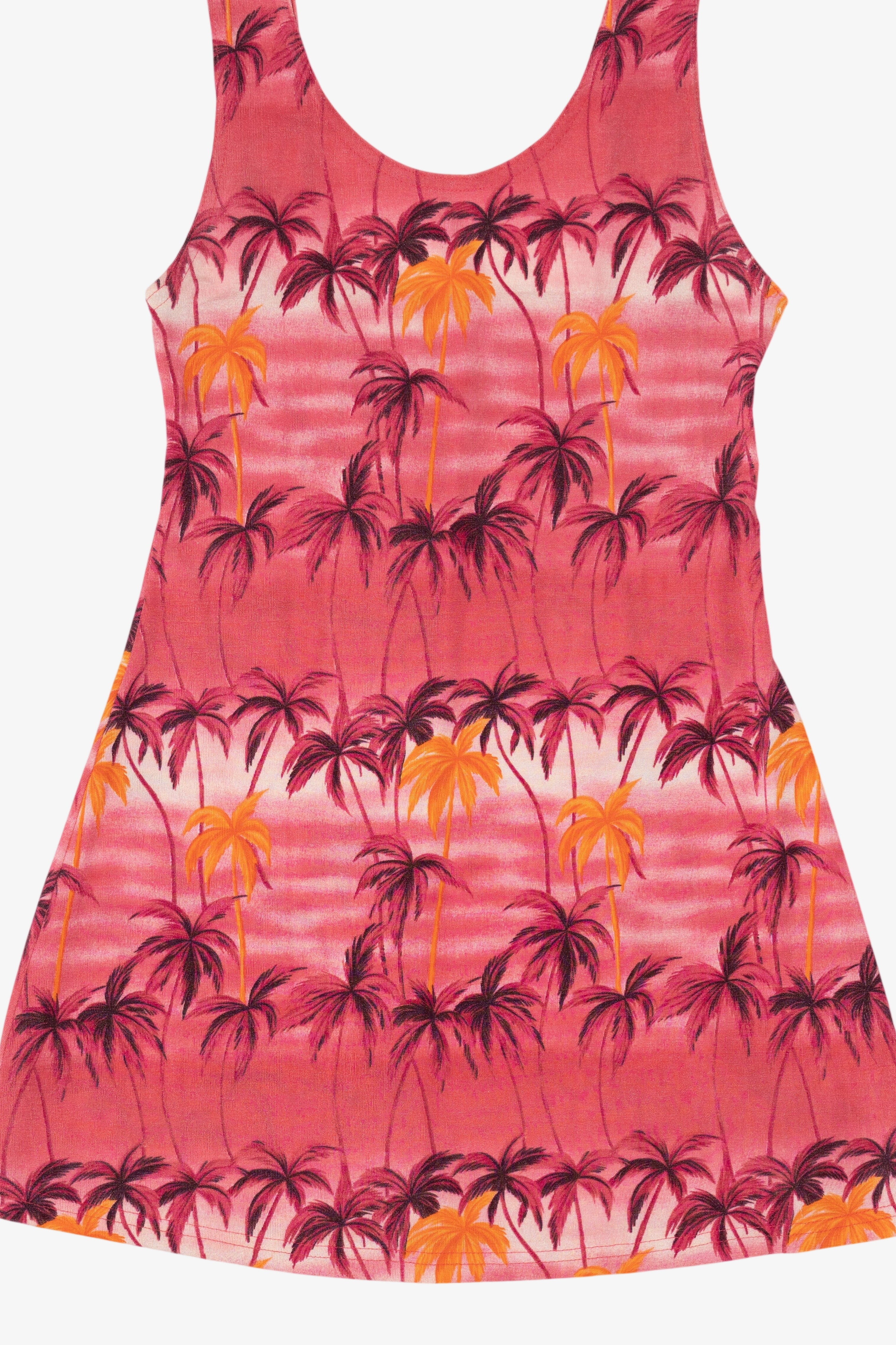 Vintage Pink Tropical Palm Tree Mini Dress (1990s)
