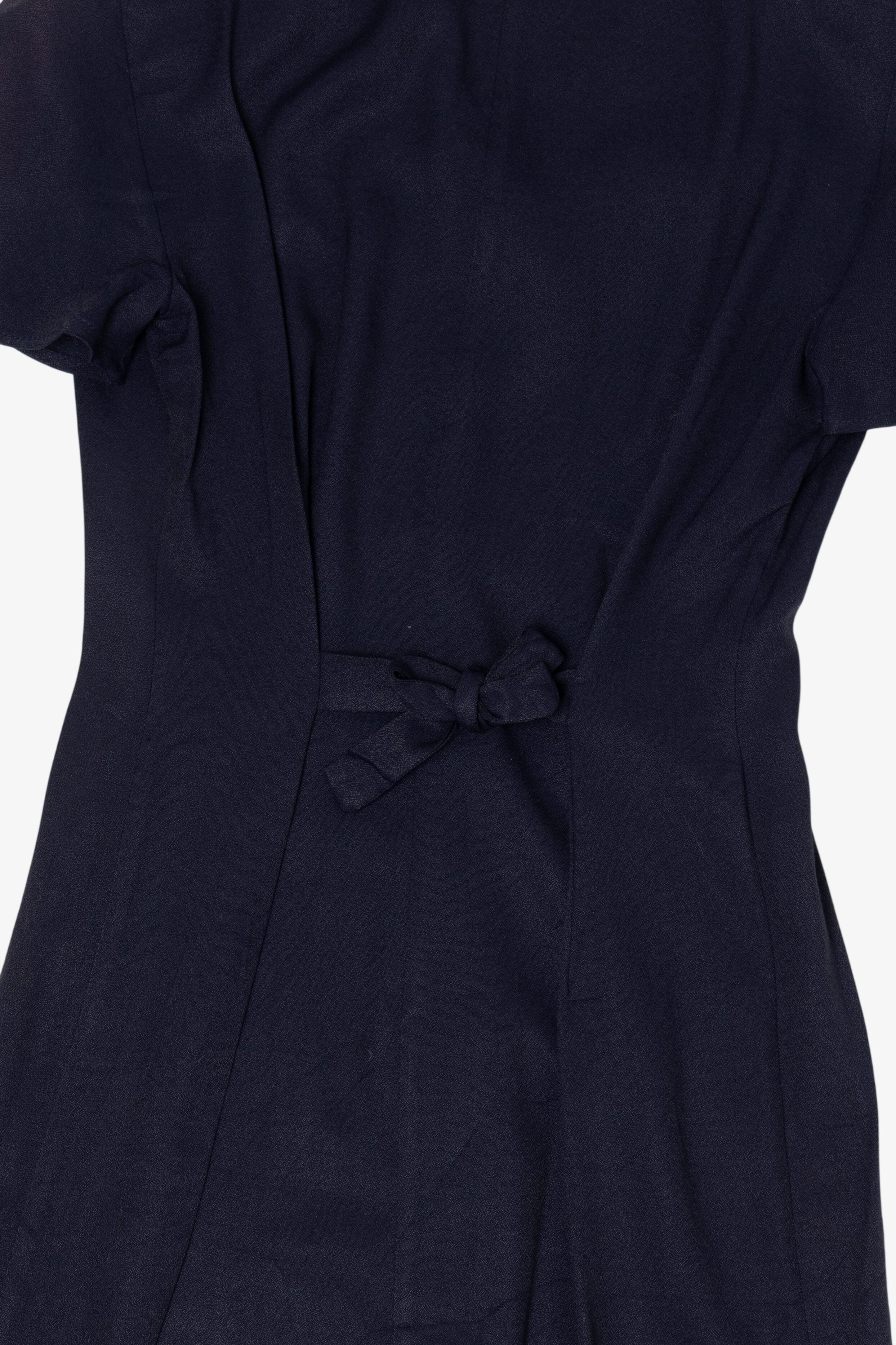 Vintage Navy Blue Be Smart Button Down Midi Dress (1980s)
