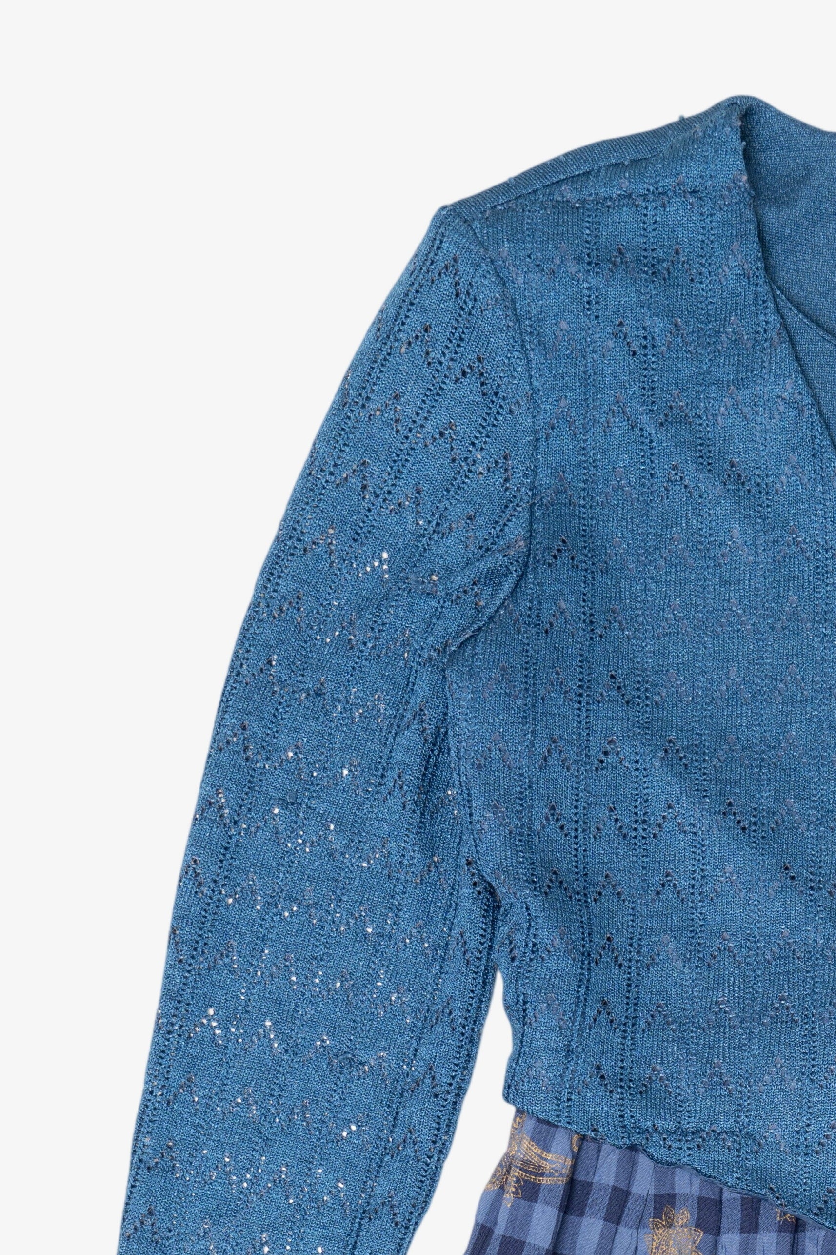 Vintage Blue Allison-Che Knit Vest And Gingham Plaid Skirt (1980s)