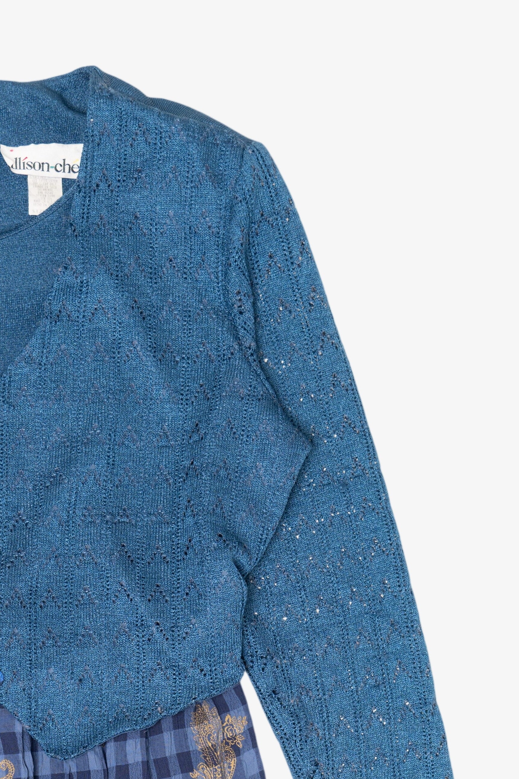 Vintage Blue Allison-Che Knit Vest And Gingham Plaid Skirt (1980s)