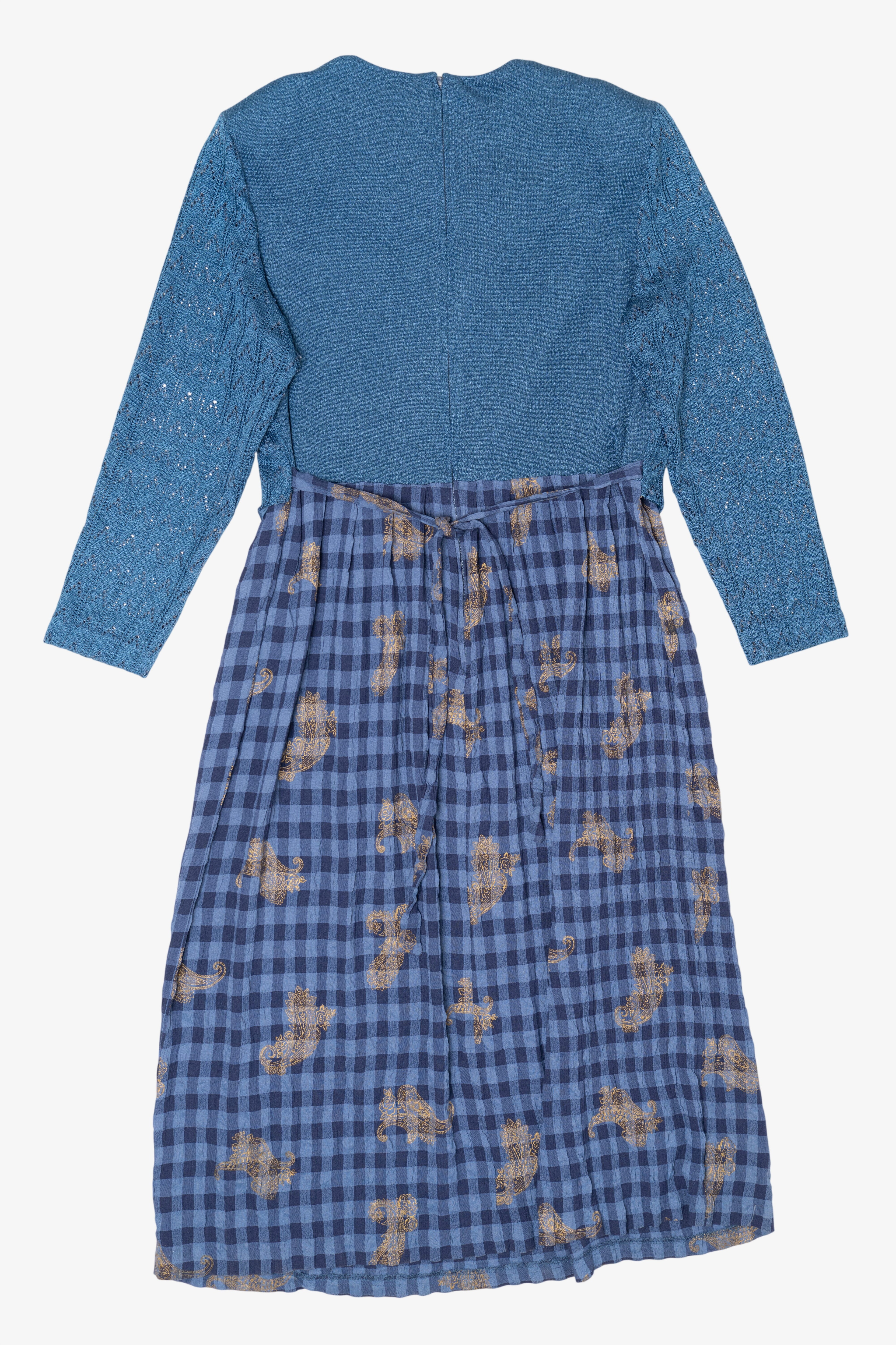 Vintage Blue Allison-Che Knit Vest And Gingham Plaid Skirt (1980s)