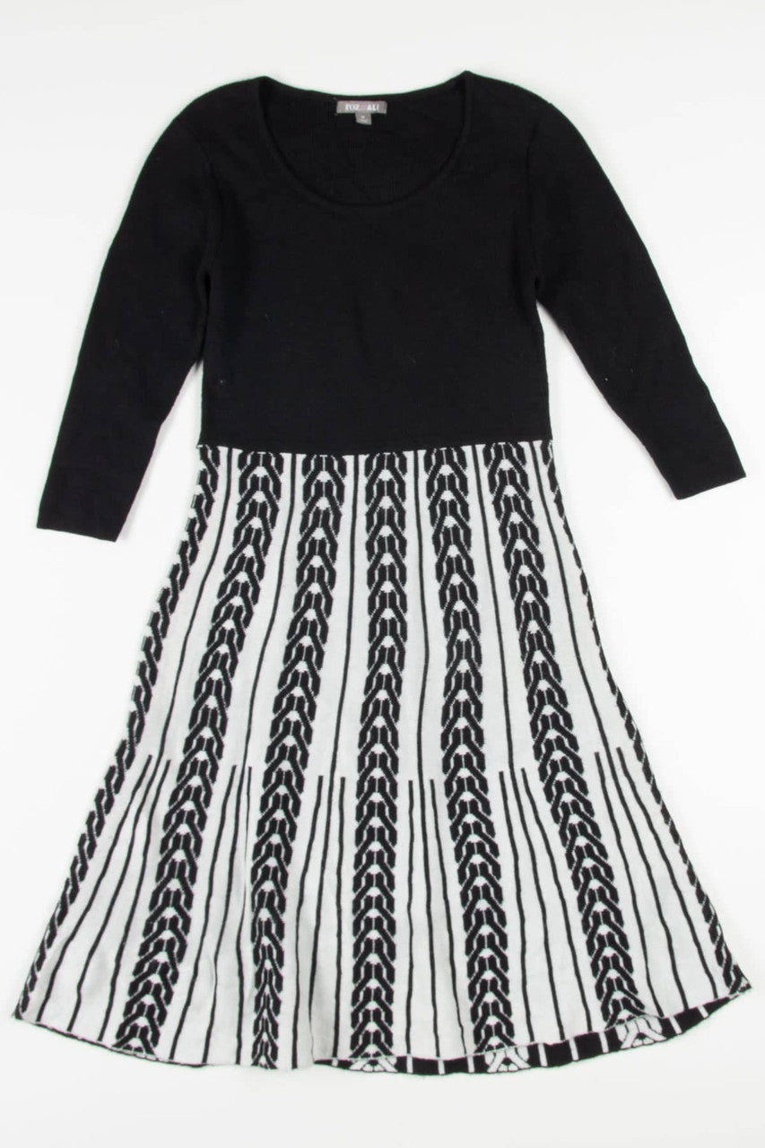 Black Rope Patterned Sweater Dress