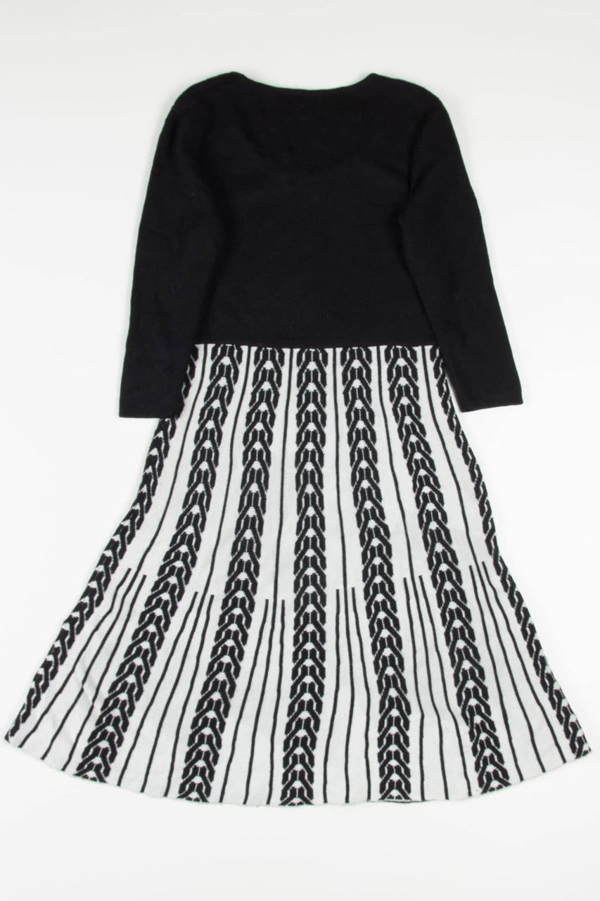 Black Rope Patterned Sweater Dress