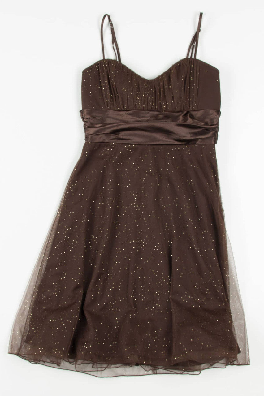 Brown Glitter Party Dress 680