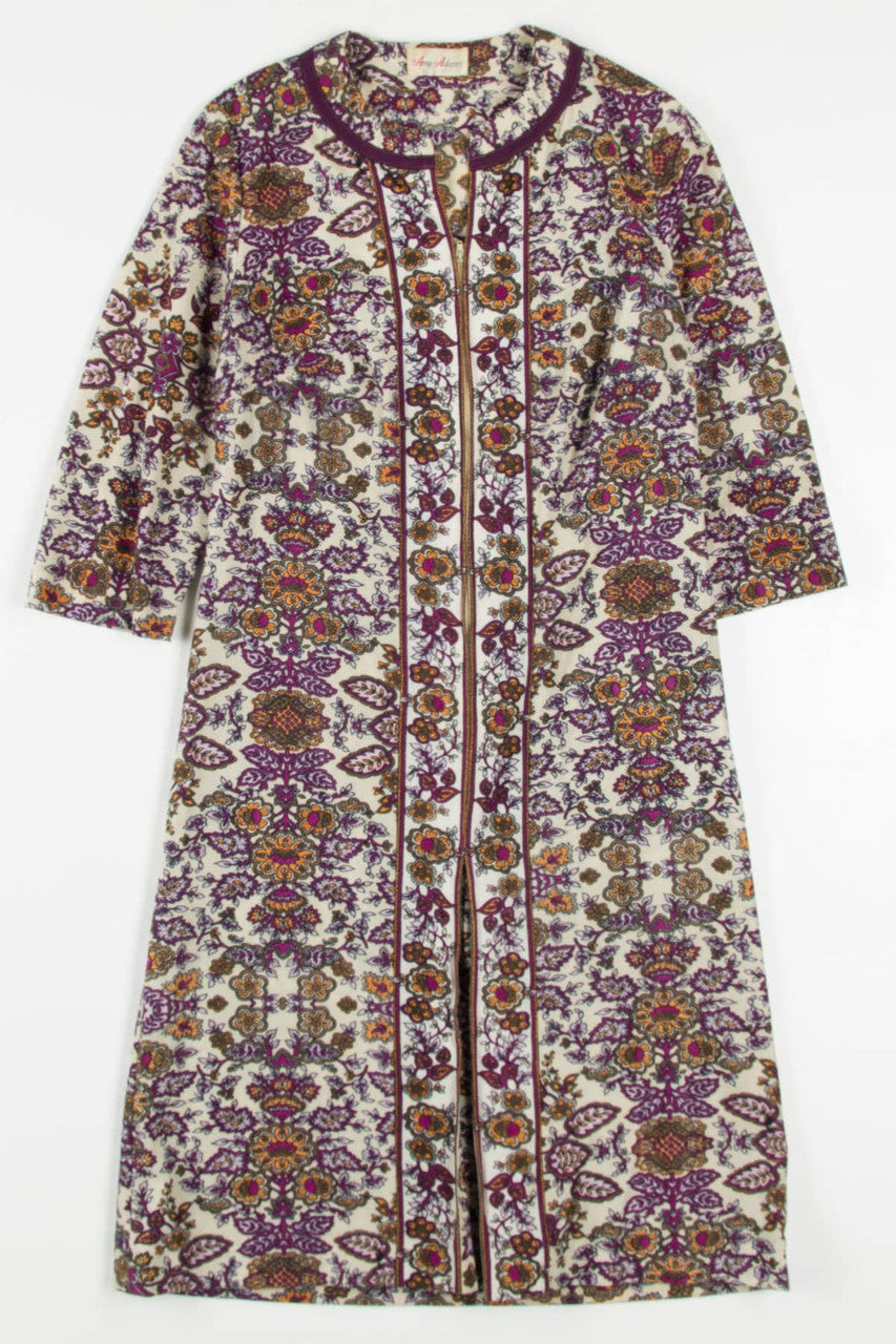 Vintage Plum Wallpaper Print Dress