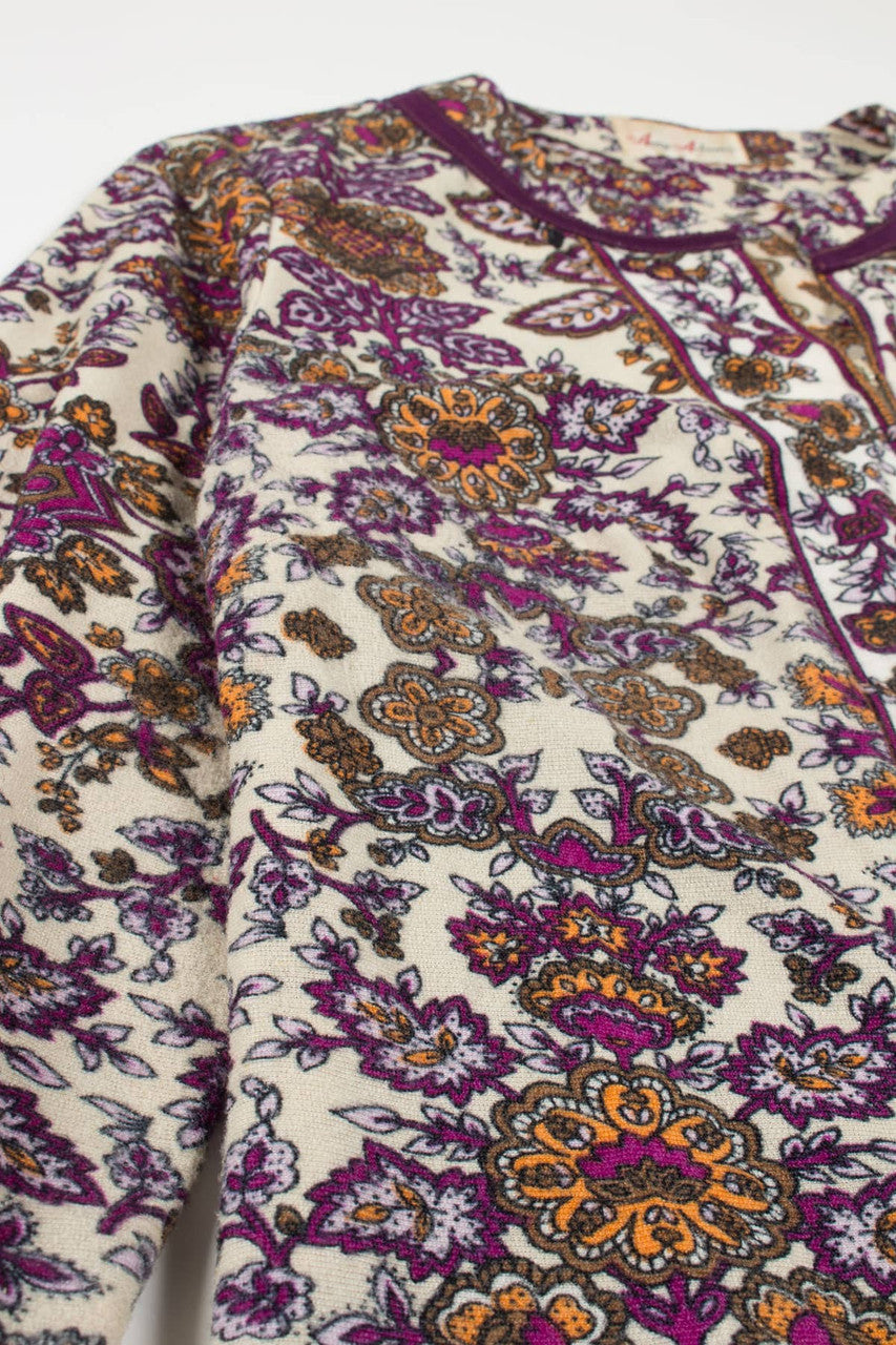 Vintage Plum Wallpaper Print Dress