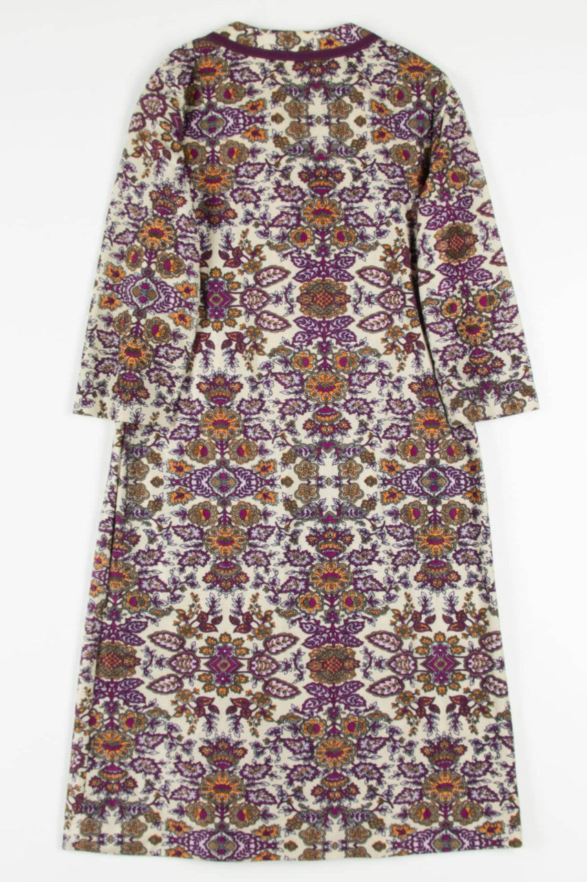 Vintage Plum Wallpaper Print Dress